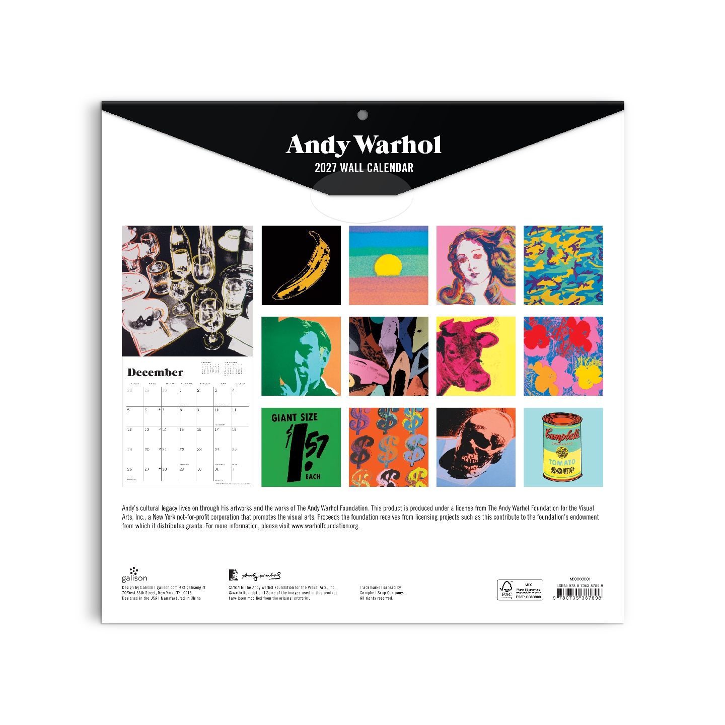Andy Warhol 12 x 12 Wall Calendar 2027
