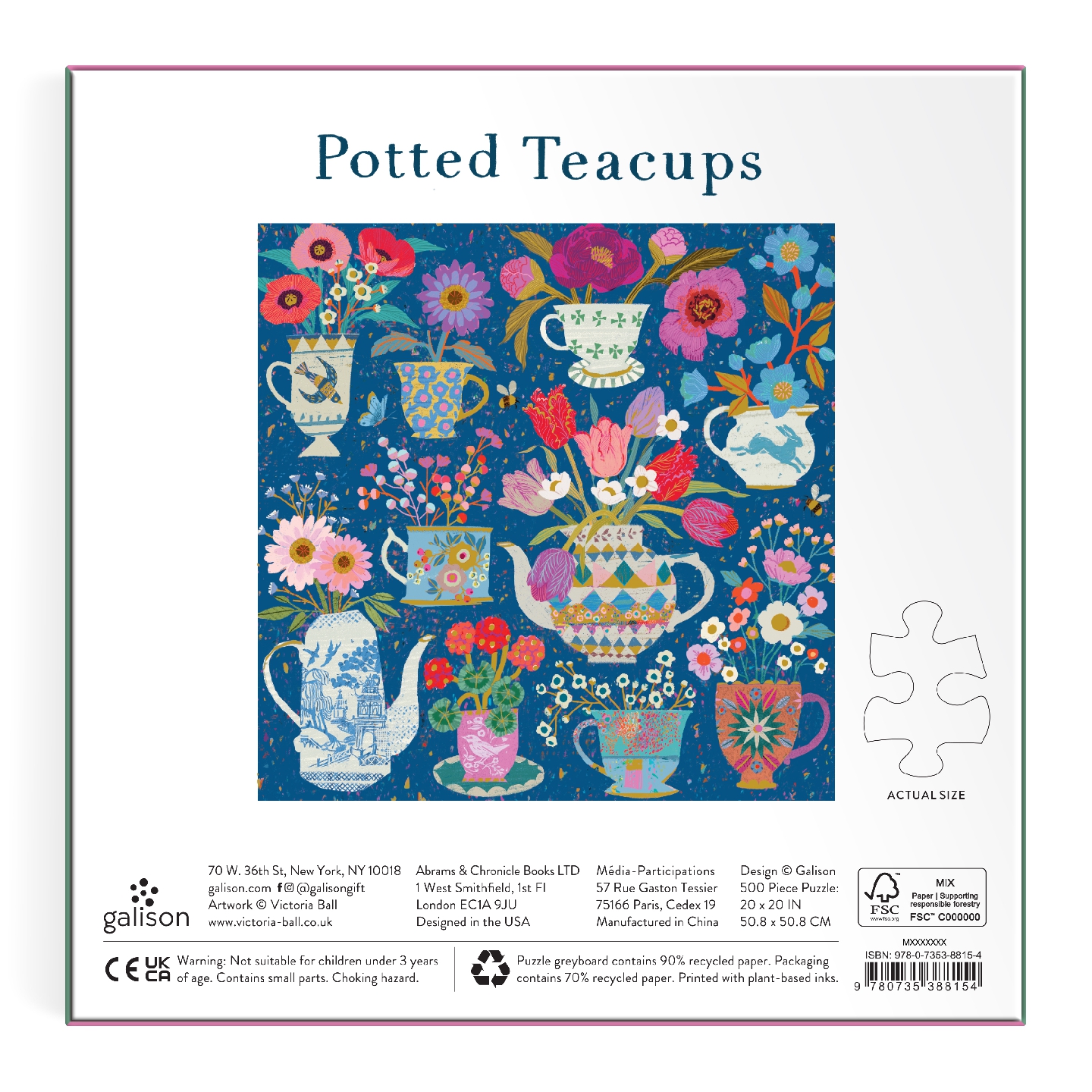Victoria Ball Potted Teacups 500 Piece Foil Puzzle