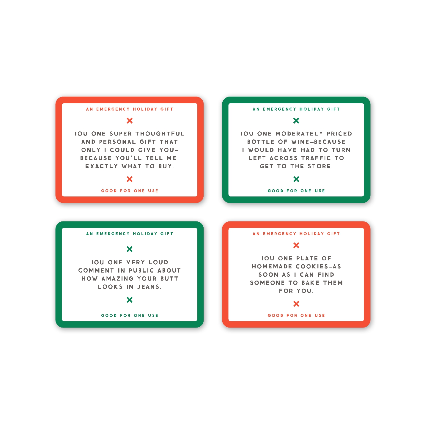 Emergency IOUs Card Set