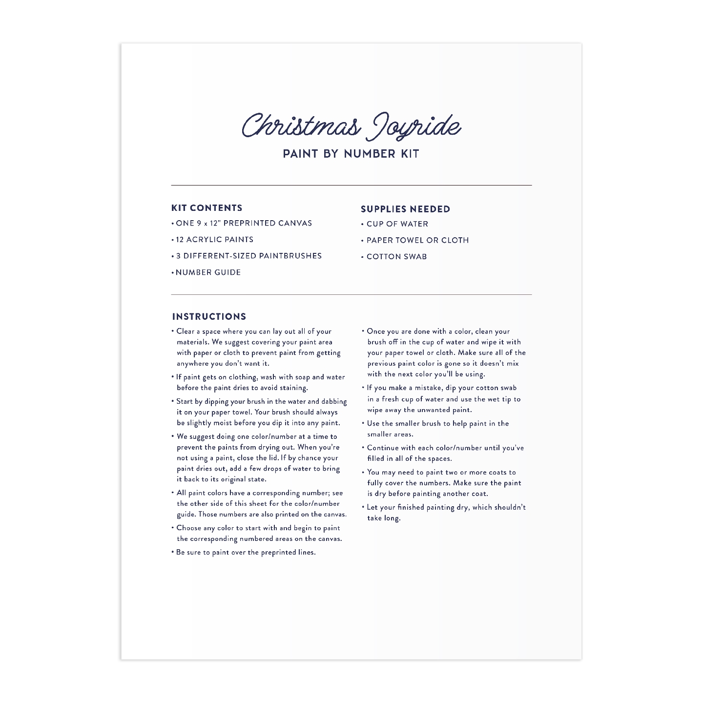 Christmas Joyride 9 x 12" Paint by Number Kit