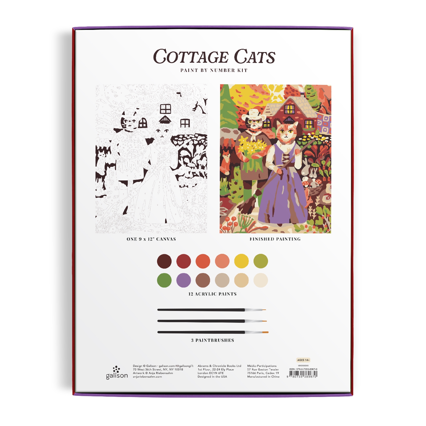 Cottage Cats 9 x 12" Paint by Number Kit