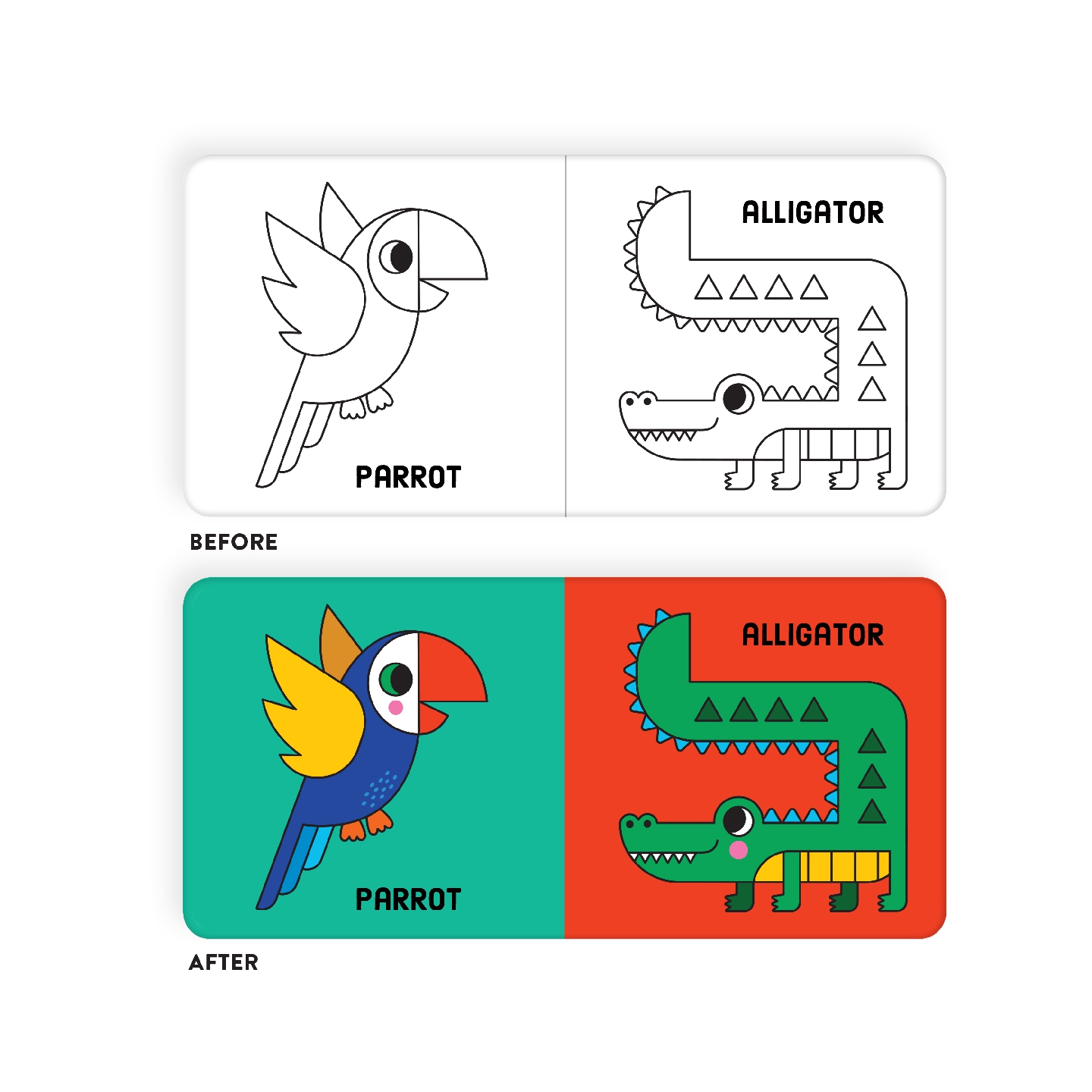 Animals Of The World Color Magic Bath Book Set