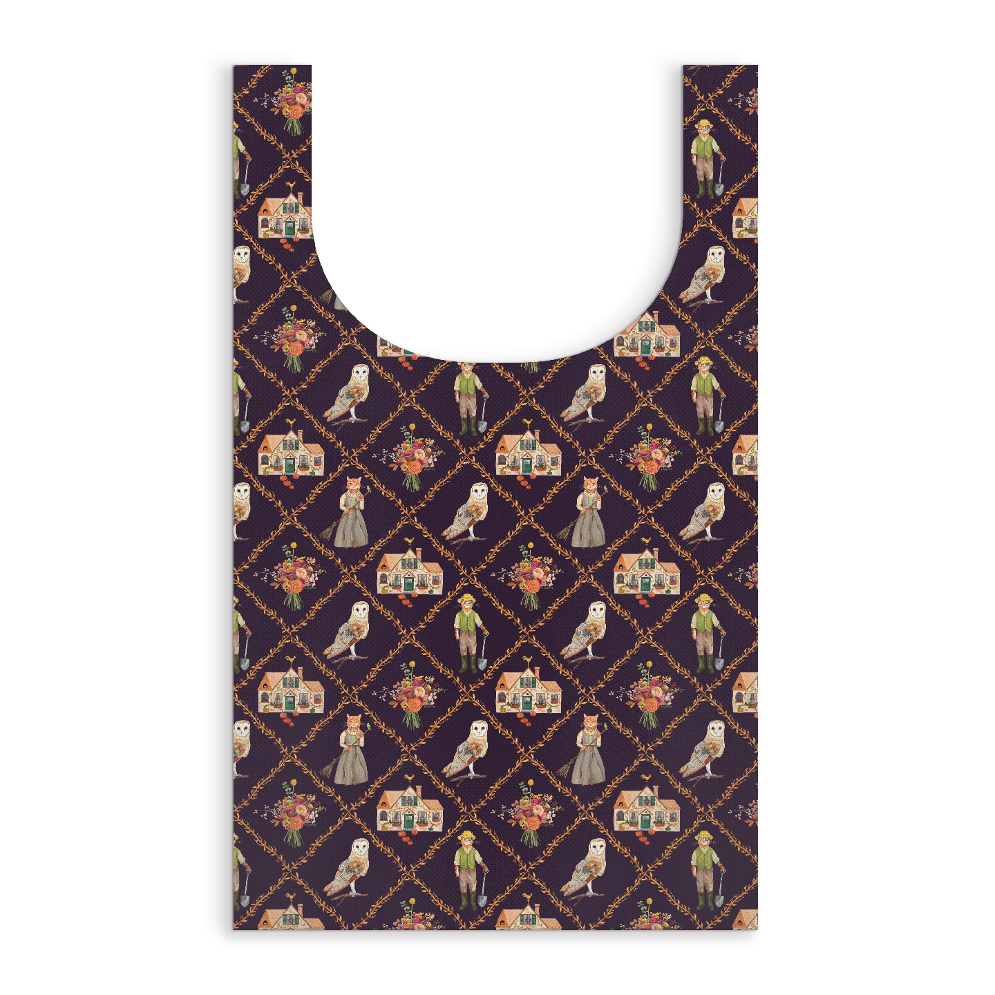 Cottage Cats Packable Nylon Tote