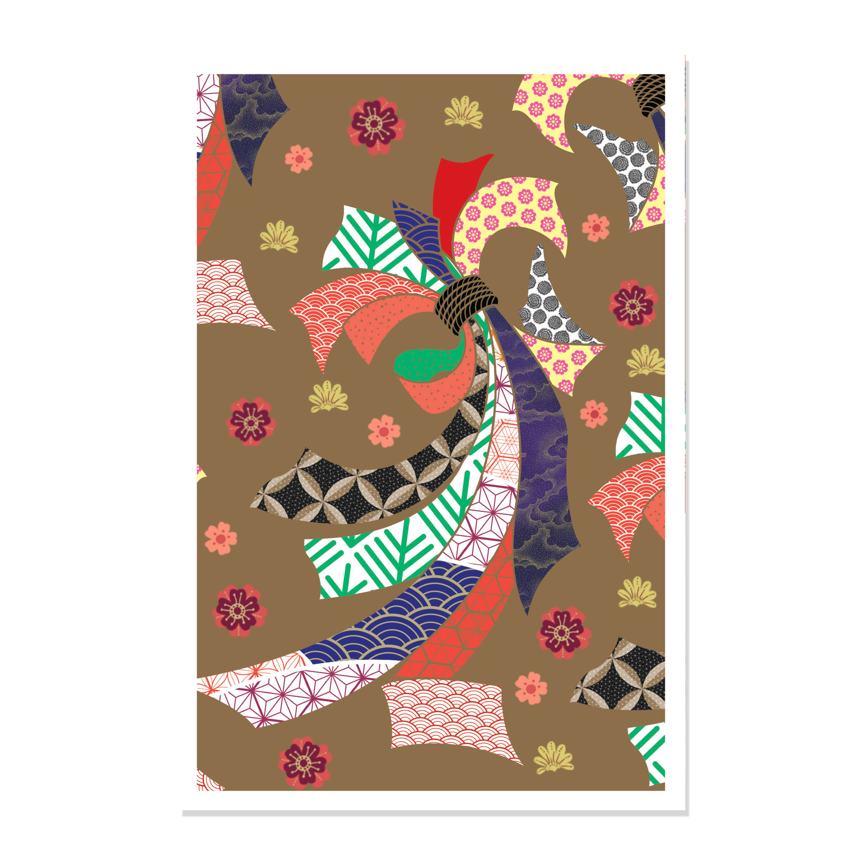 Chiyogami Flowers Embossed Note Cards - 12 Cards