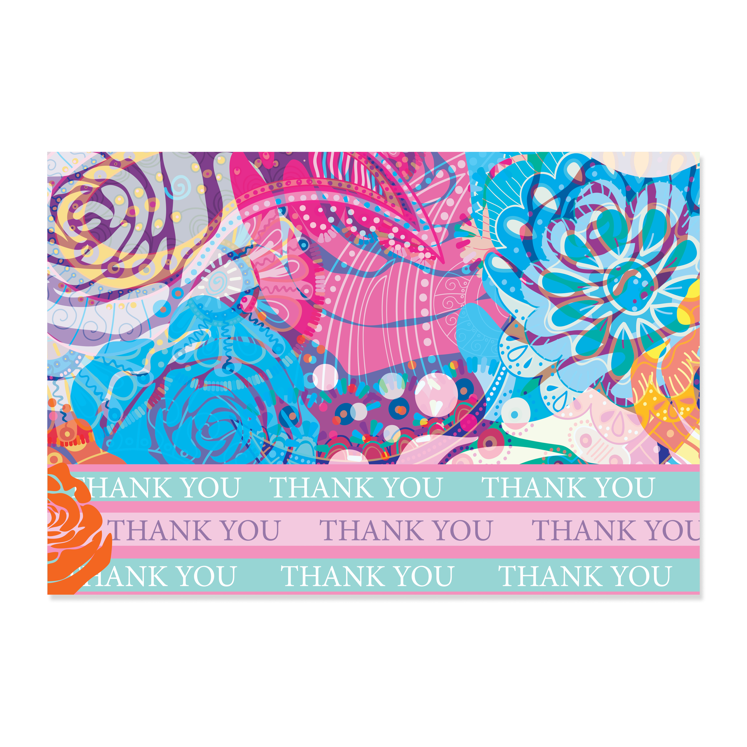 16 Thank You Cards, Roses