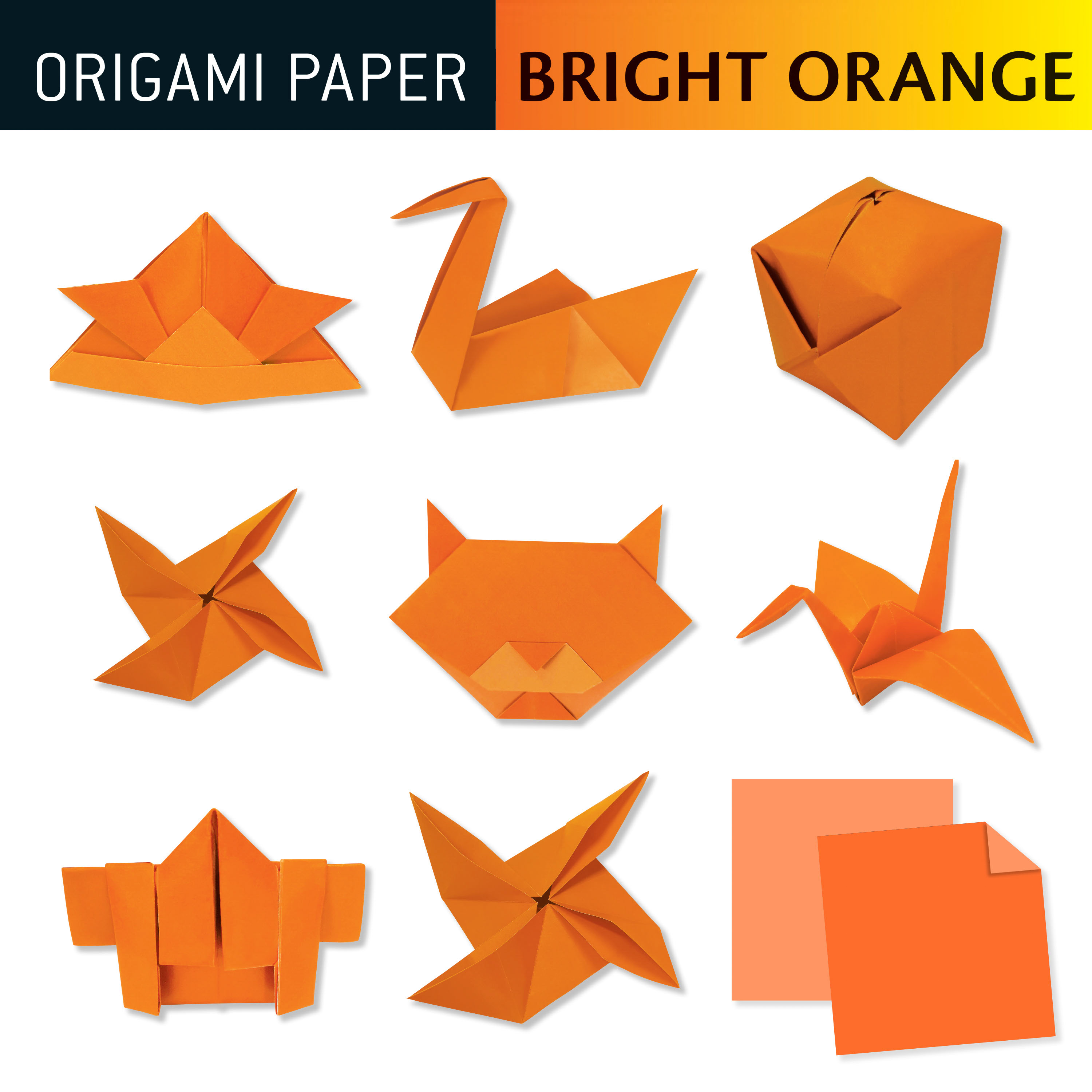 Origami Paper 200 sheets Bright Orange 6 (15 cm)