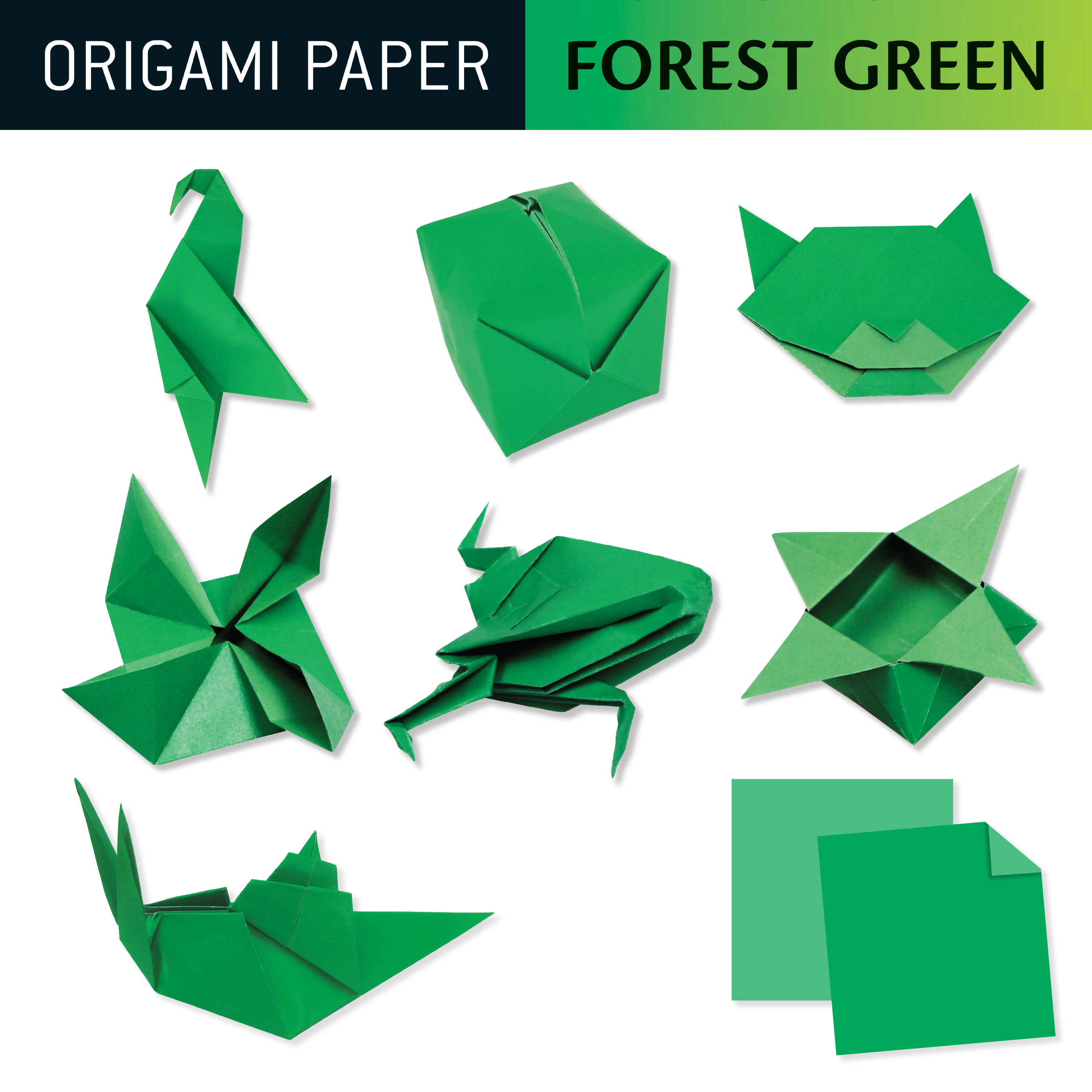 Origami Paper 200 sheets Forest Green 6 (15 cm)