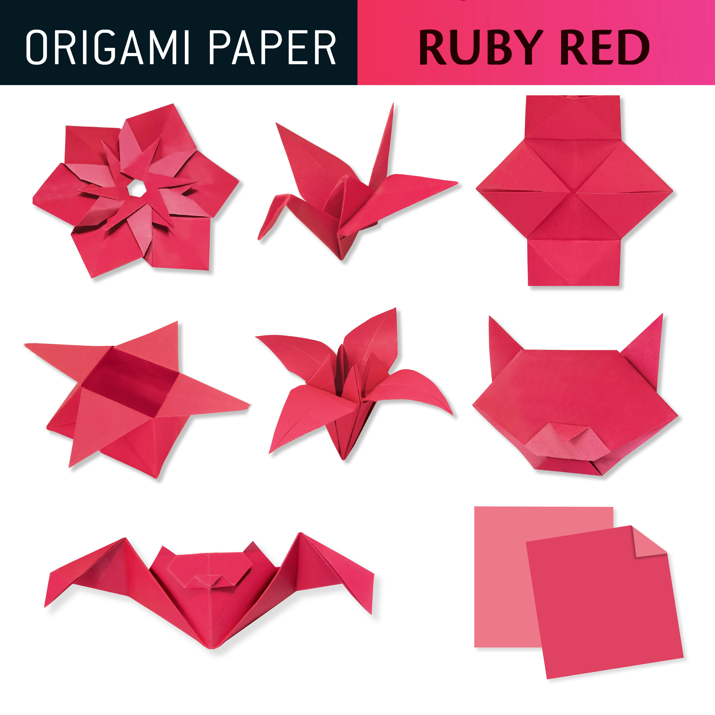 Origami Paper 200 sheets Ruby Red 6 (15 cm)