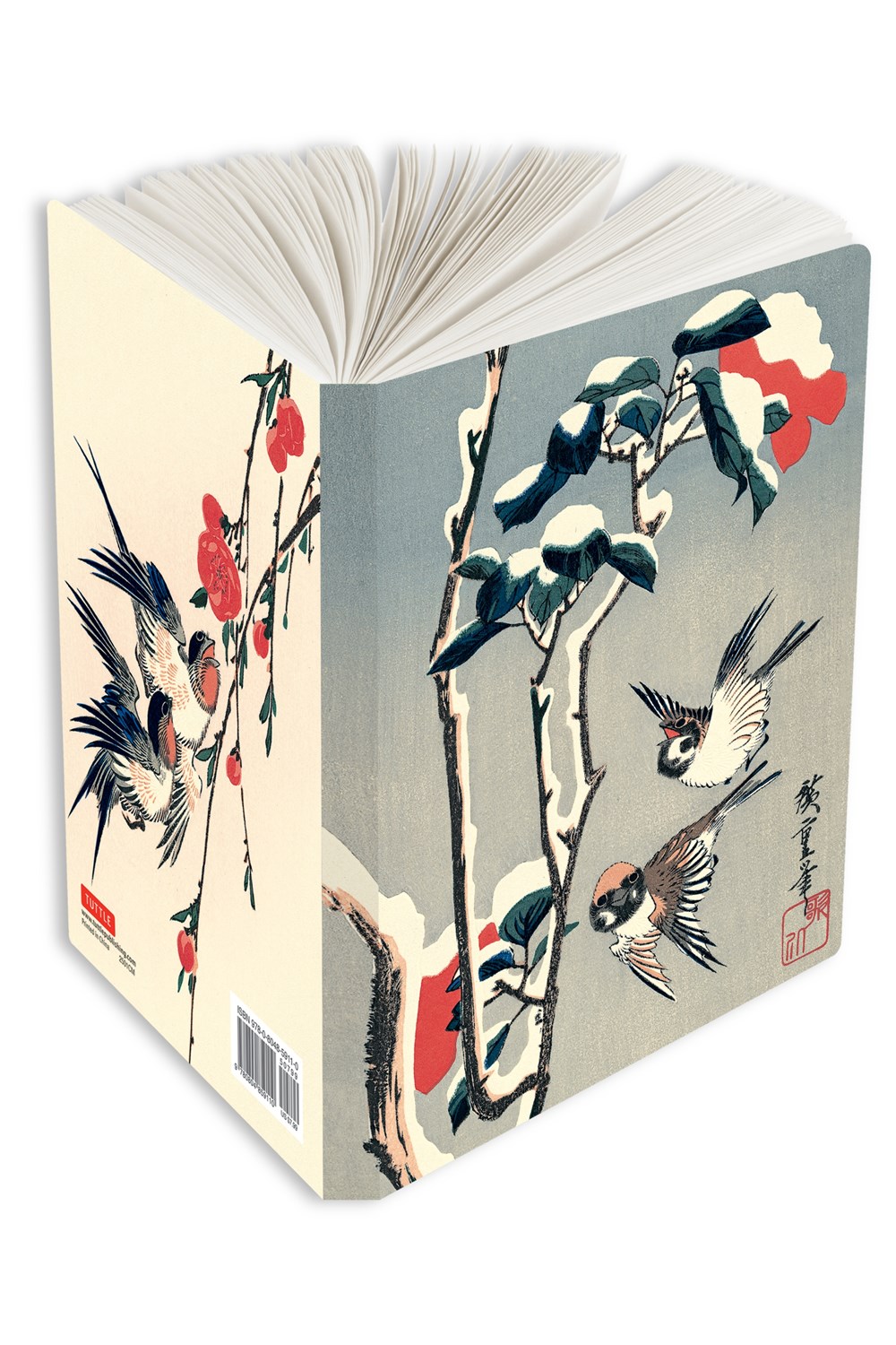 Journal Sparrows and Camellia in Snow by Hiroshige, Lined PB