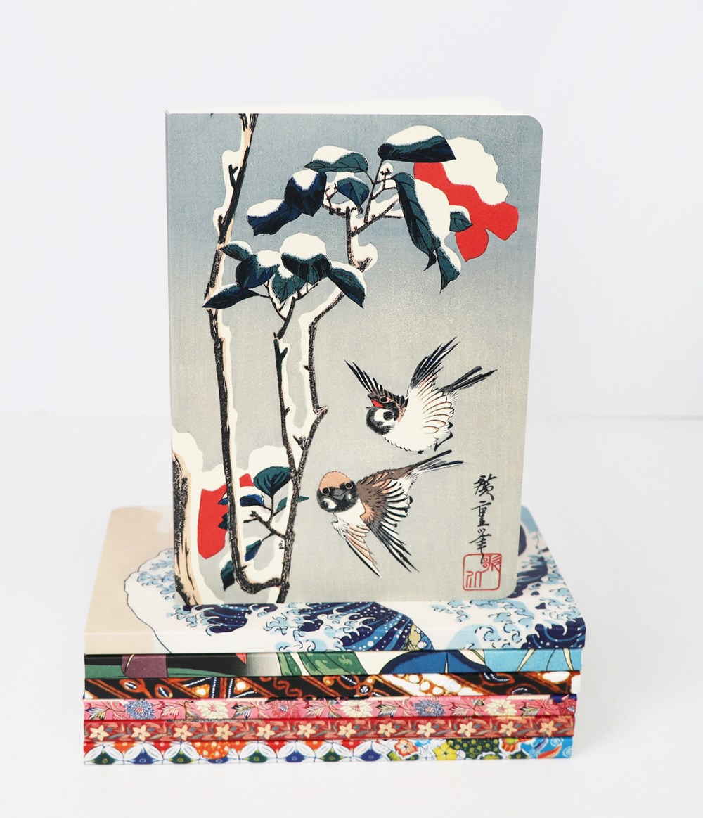 Journal Sparrows and Camellia in Snow by Hiroshige, Lined PB