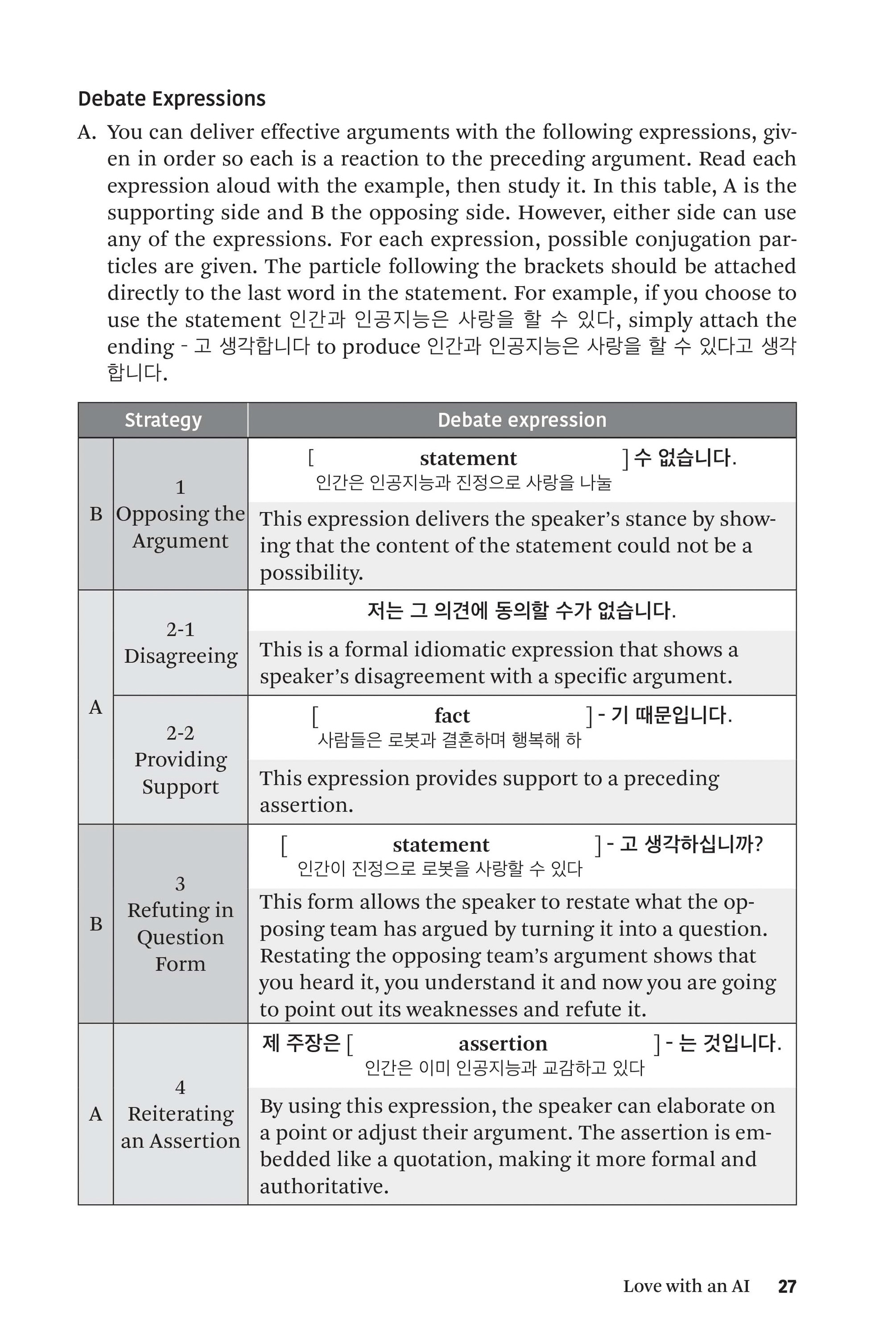 Korean Conversations and Debating