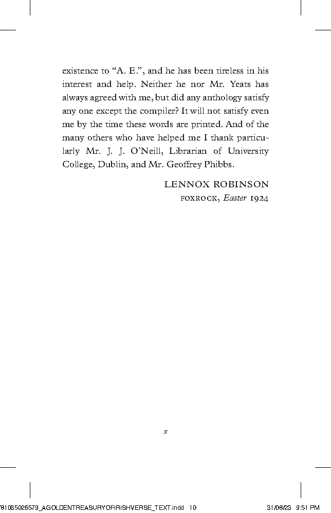 A Golden Treasury of Irish Verse