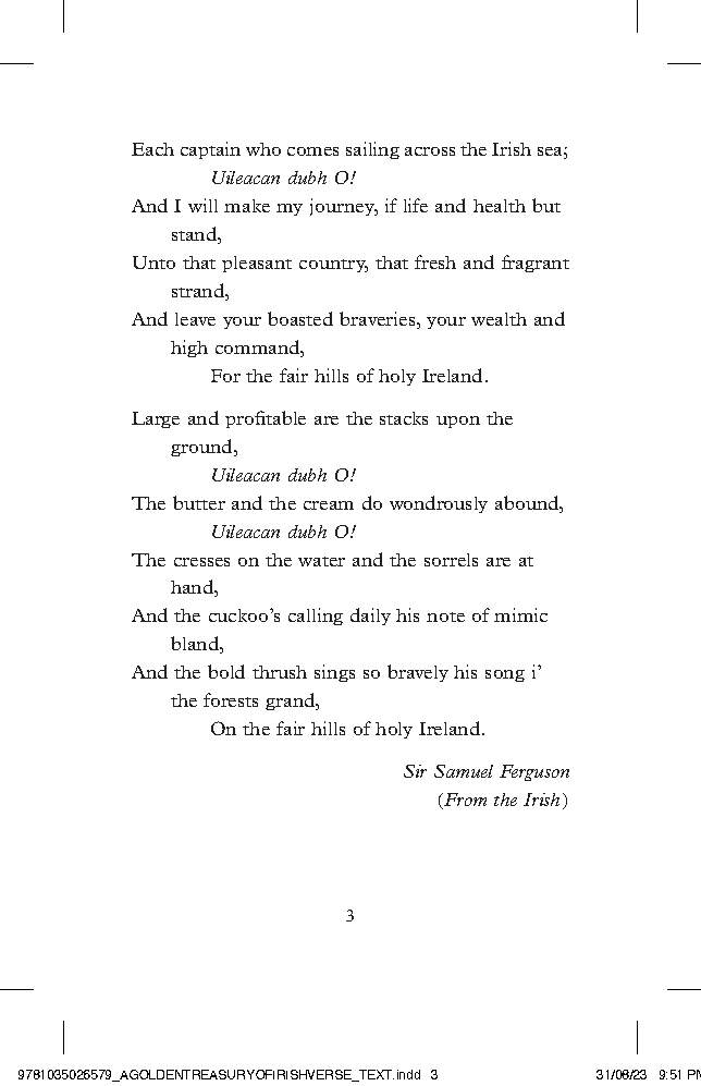 A Golden Treasury of Irish Verse