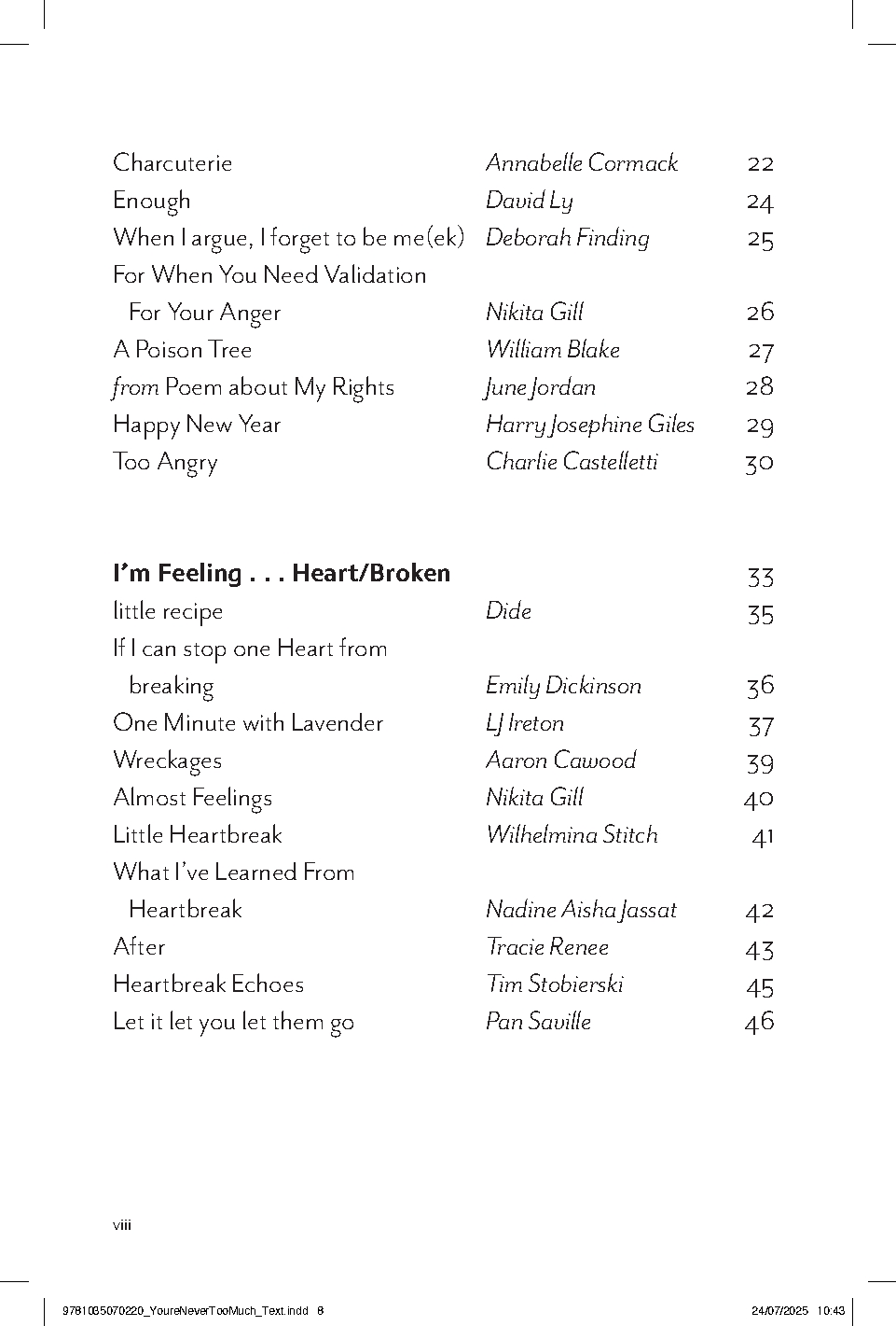 You're Never Too Much: Poems for Every Emotion