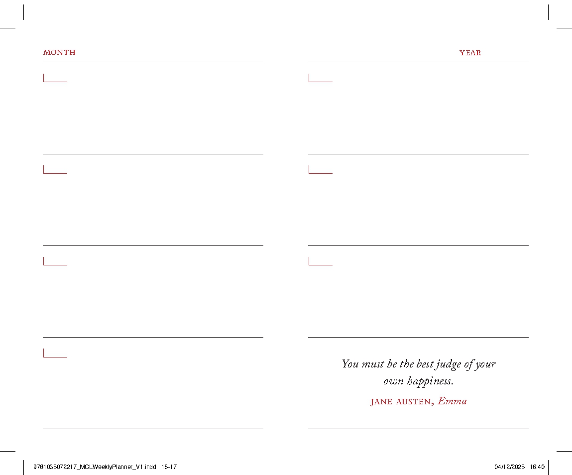 Macmillan Collector's Library Weekly Planner