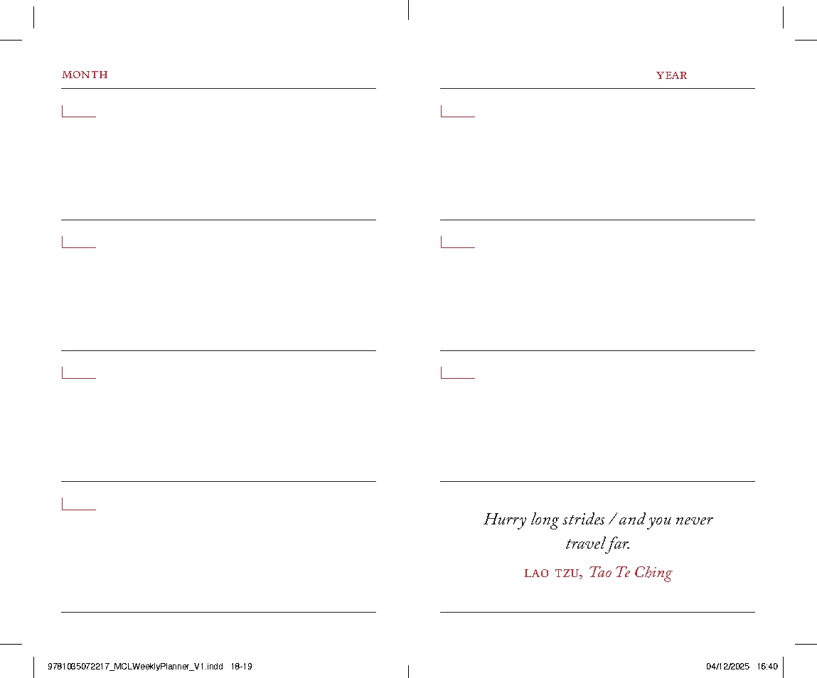 Macmillan Collector's Library Weekly Planner
