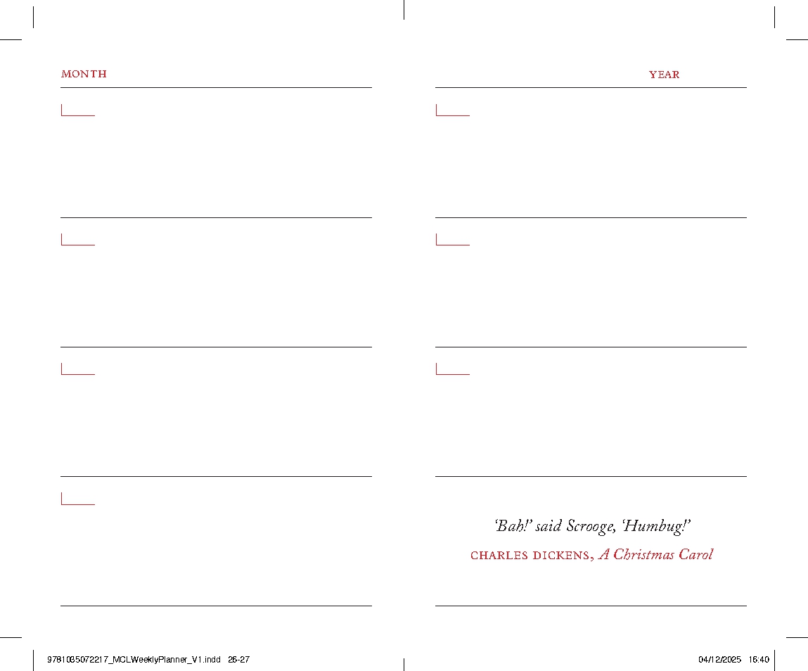 Macmillan Collector's Library Weekly Planner