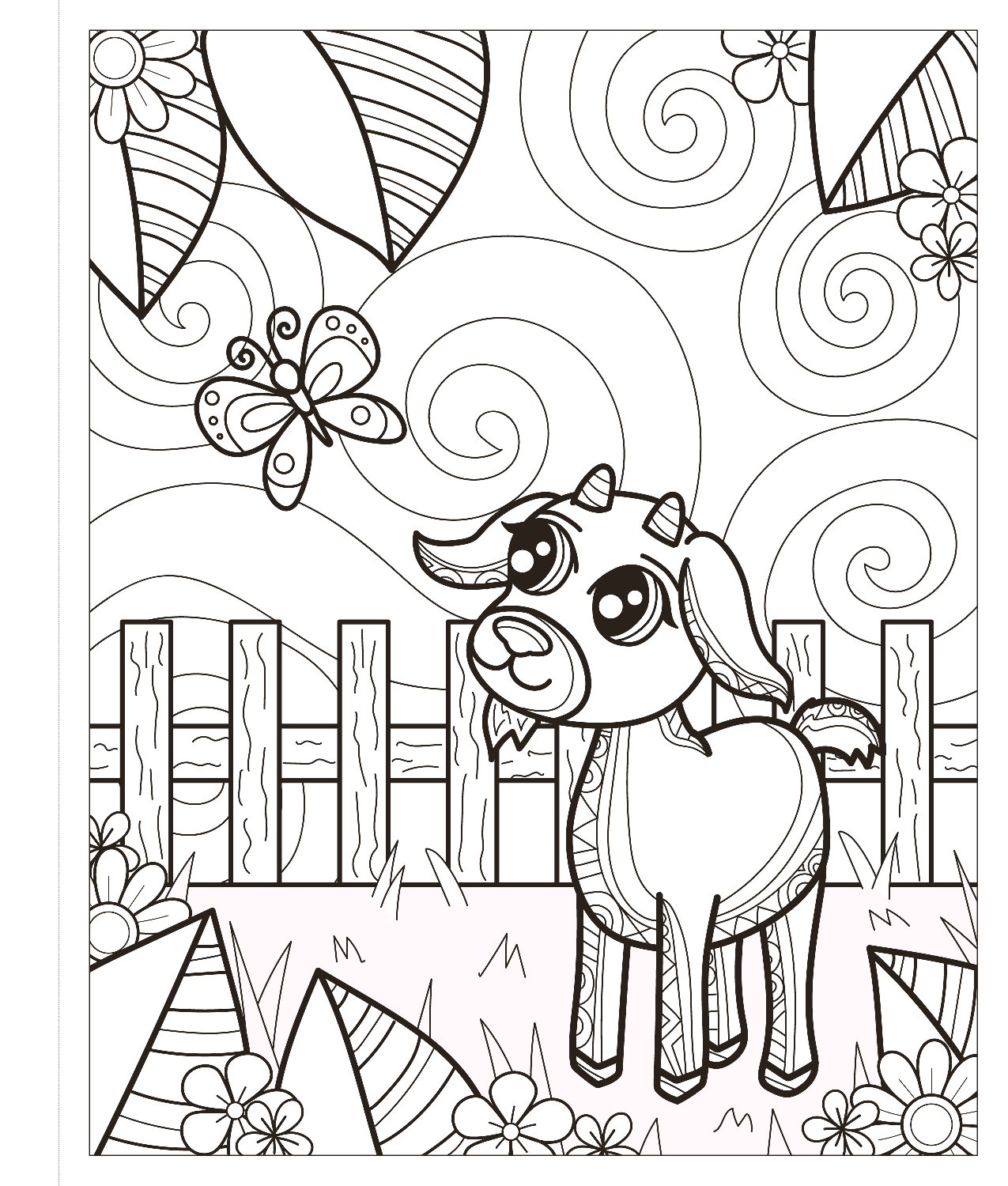 Zendoodle Coloring: Baby Goats