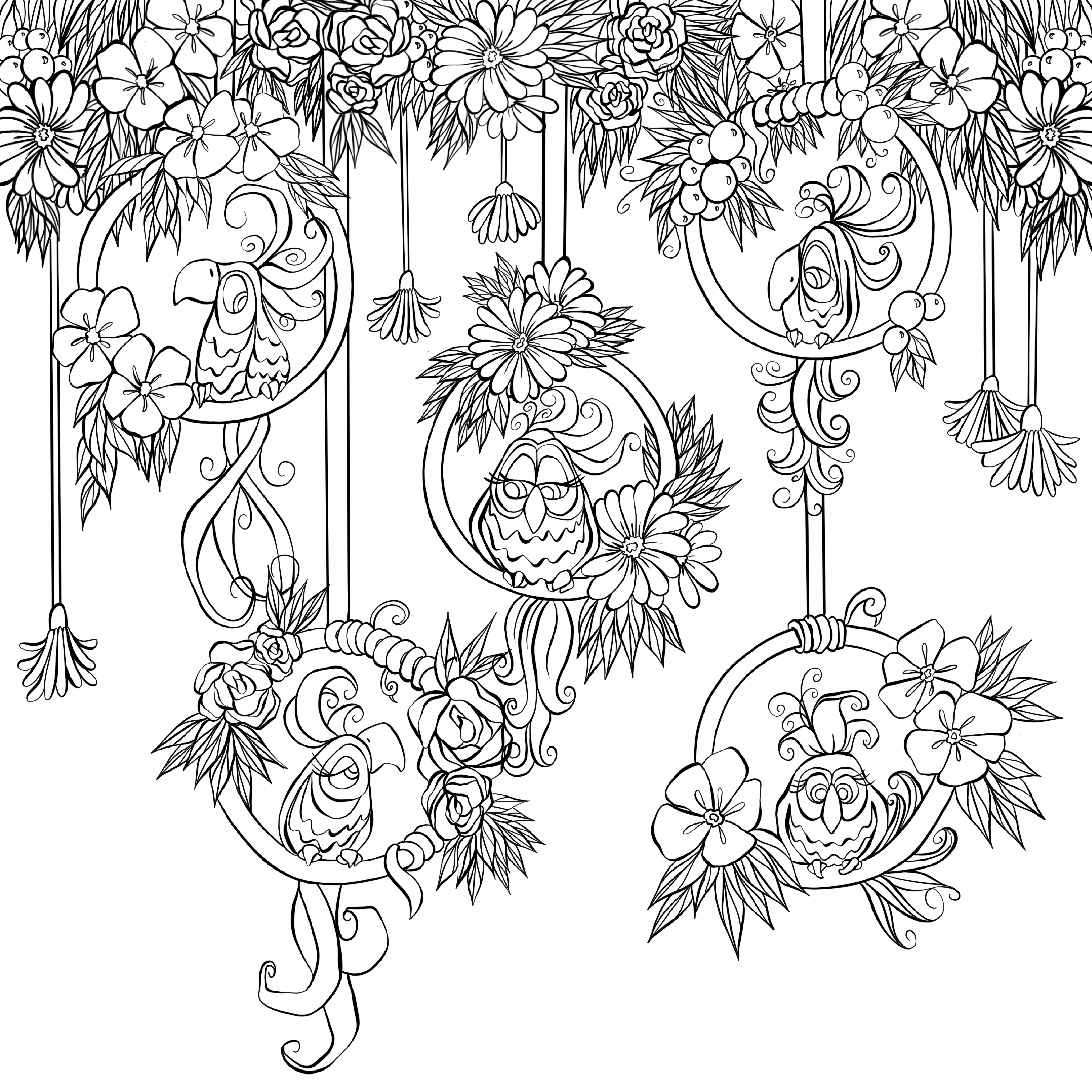 Zendoodle Coloring Presents: Birds in the Forest
