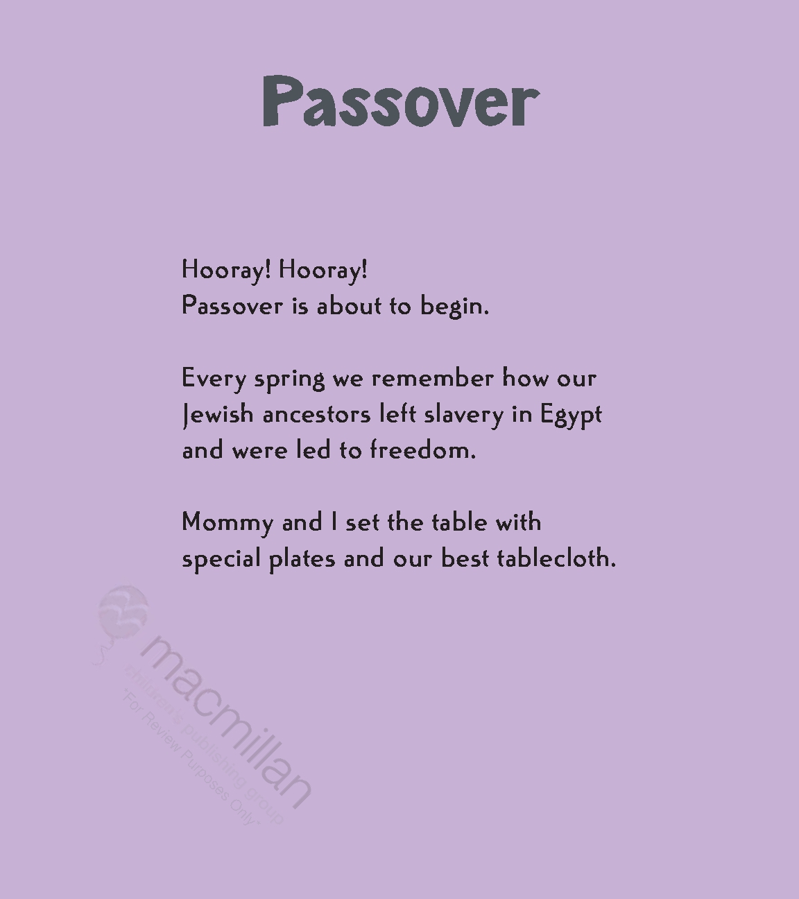 My First Passover