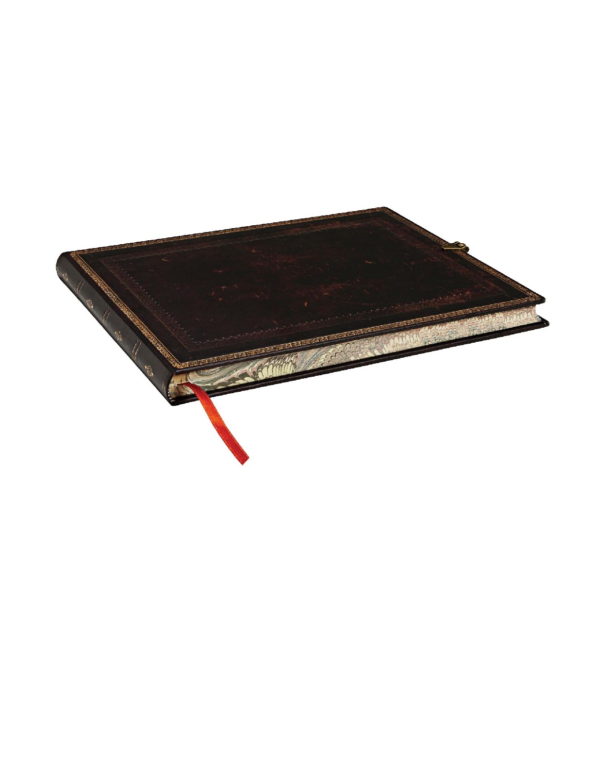 Black Moroccan, Old Leather Collection, Guest Book, Unlined, Clasp Closure, 144 Pg, 120 GSM