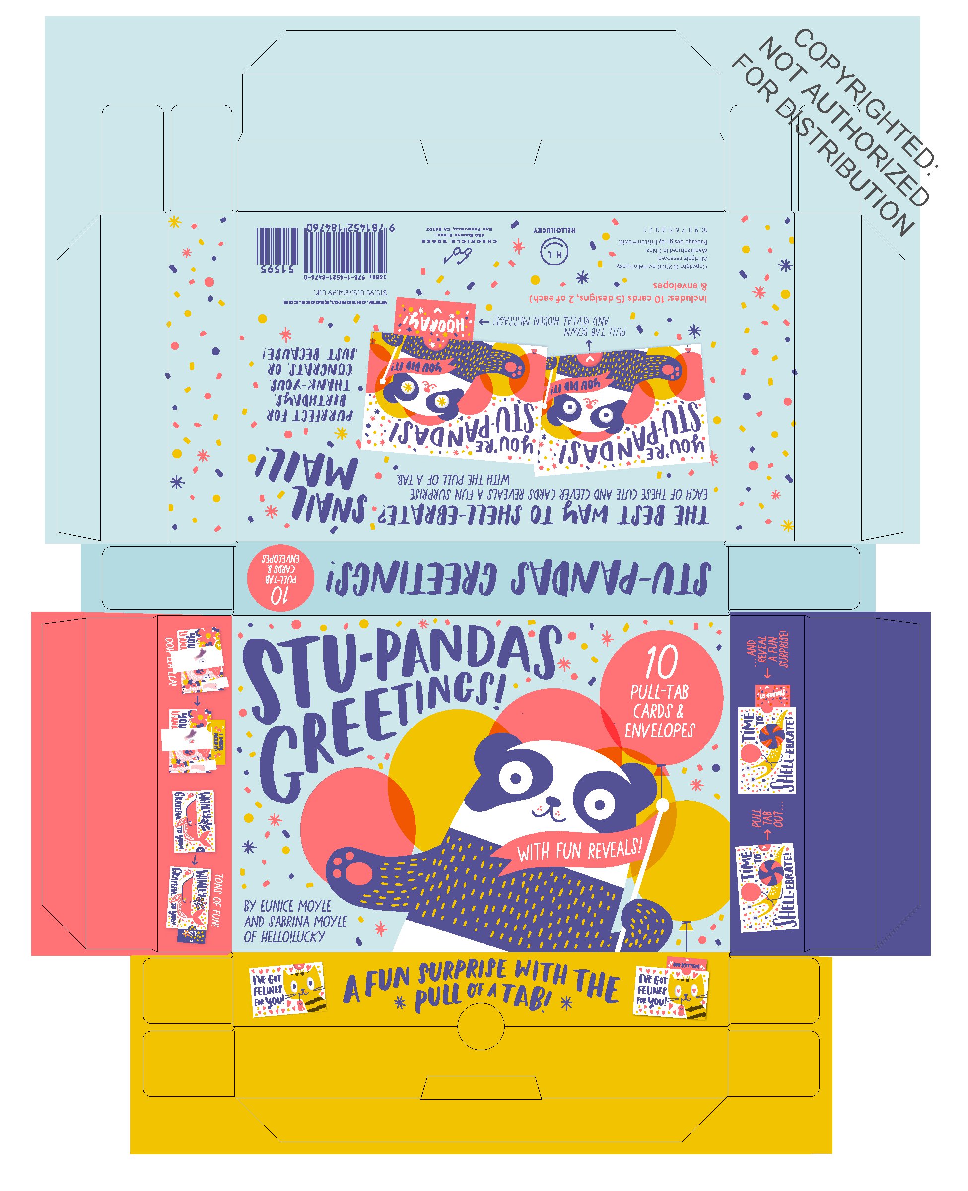 Stu-pandas Greetings! 10 Pull-Tab Cards & Envelopes