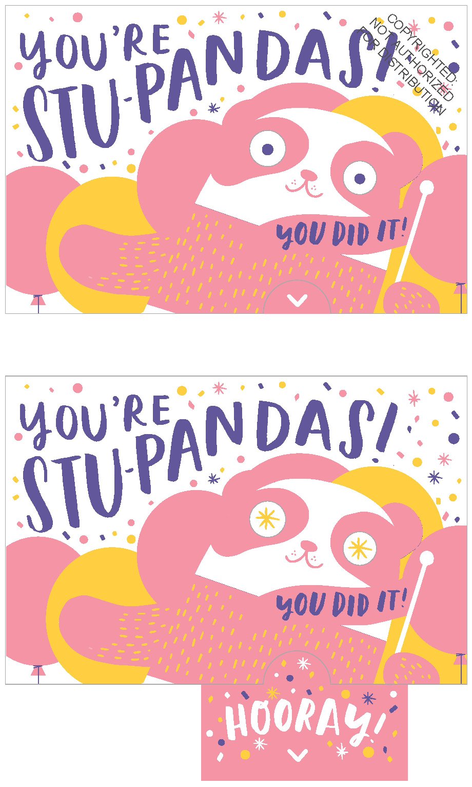 Stu-pandas Greetings! 10 Pull-Tab Cards & Envelopes