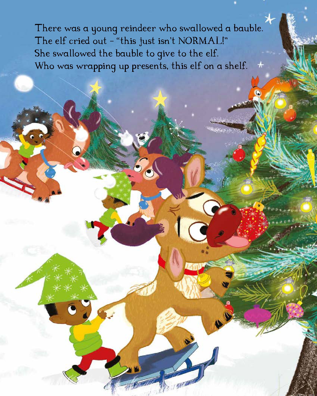 There Was a Young Reindeer Who Swallowed a Present
