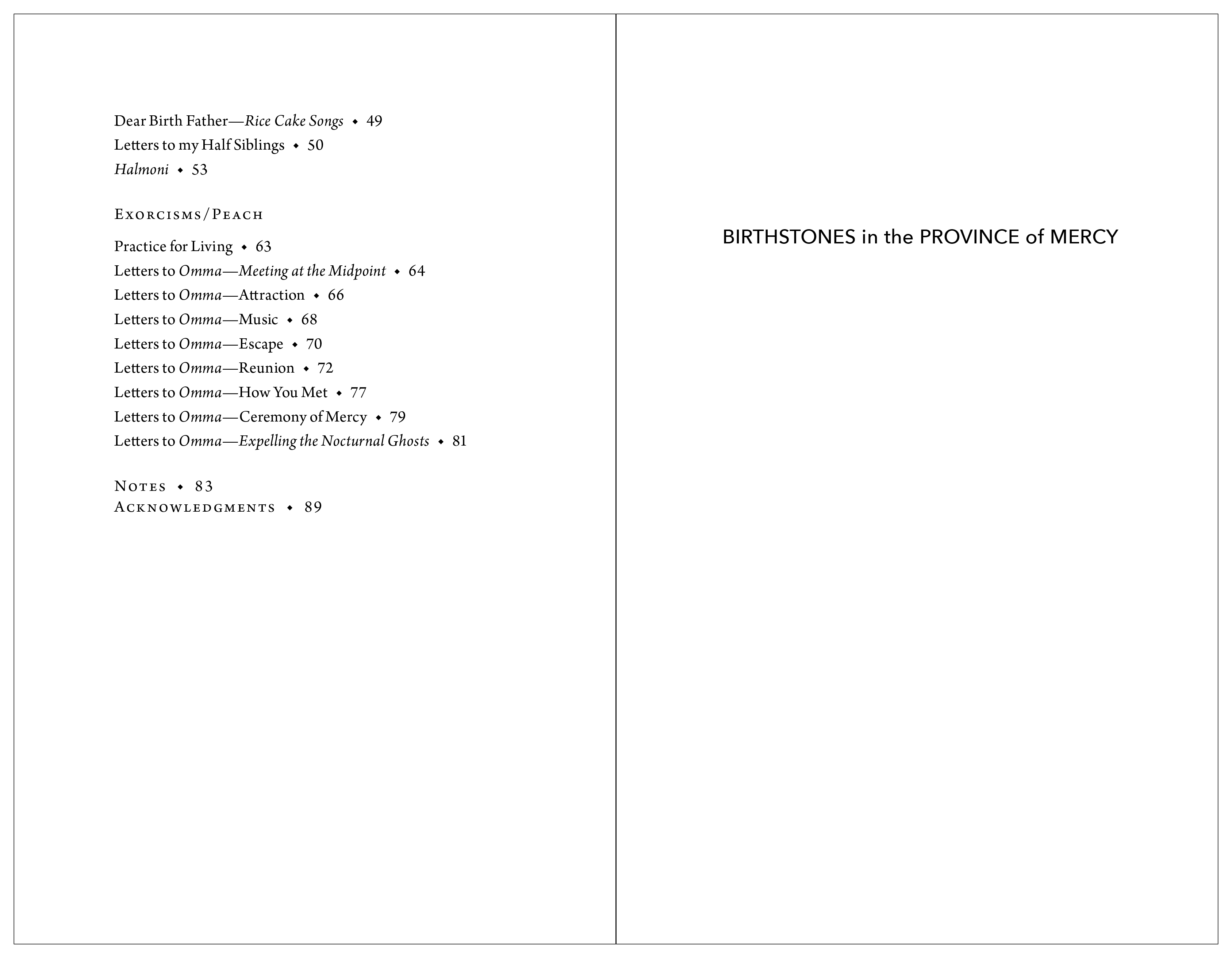 Birthstones in the Province of Mercy