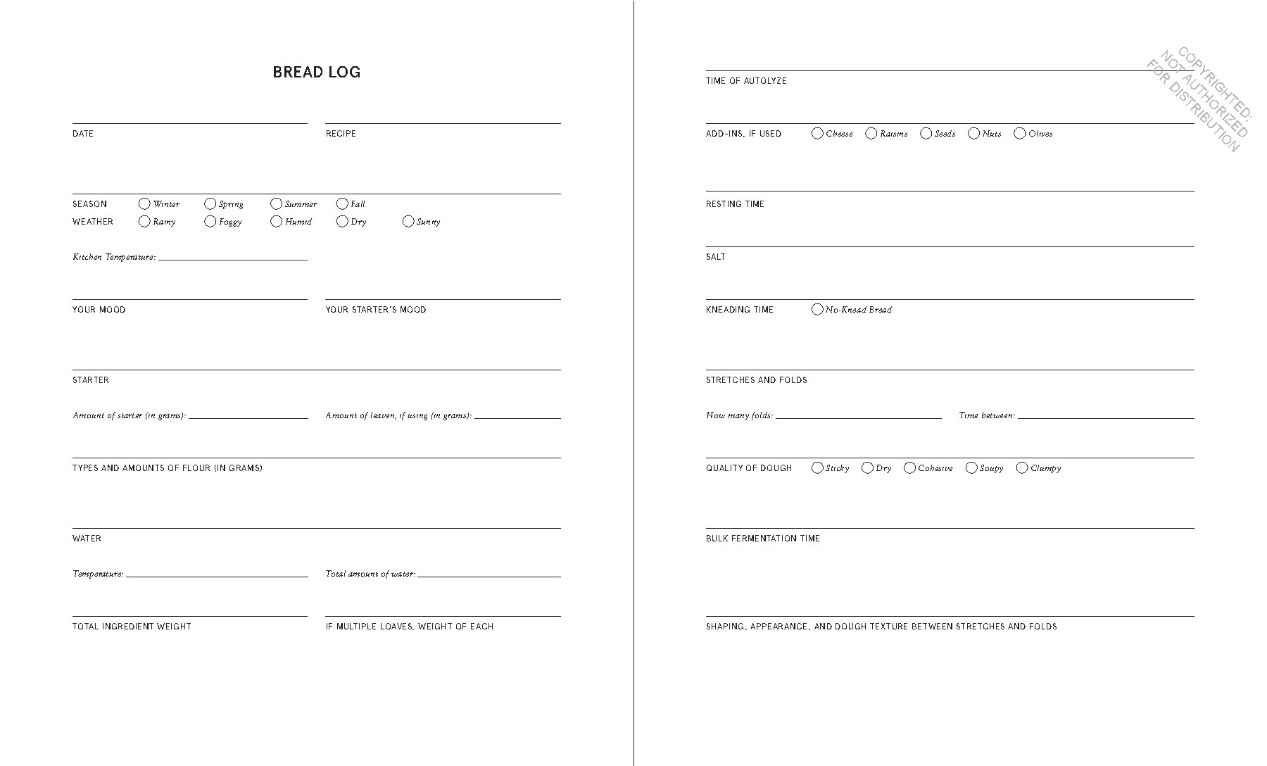 The Bread Baker's Notebook