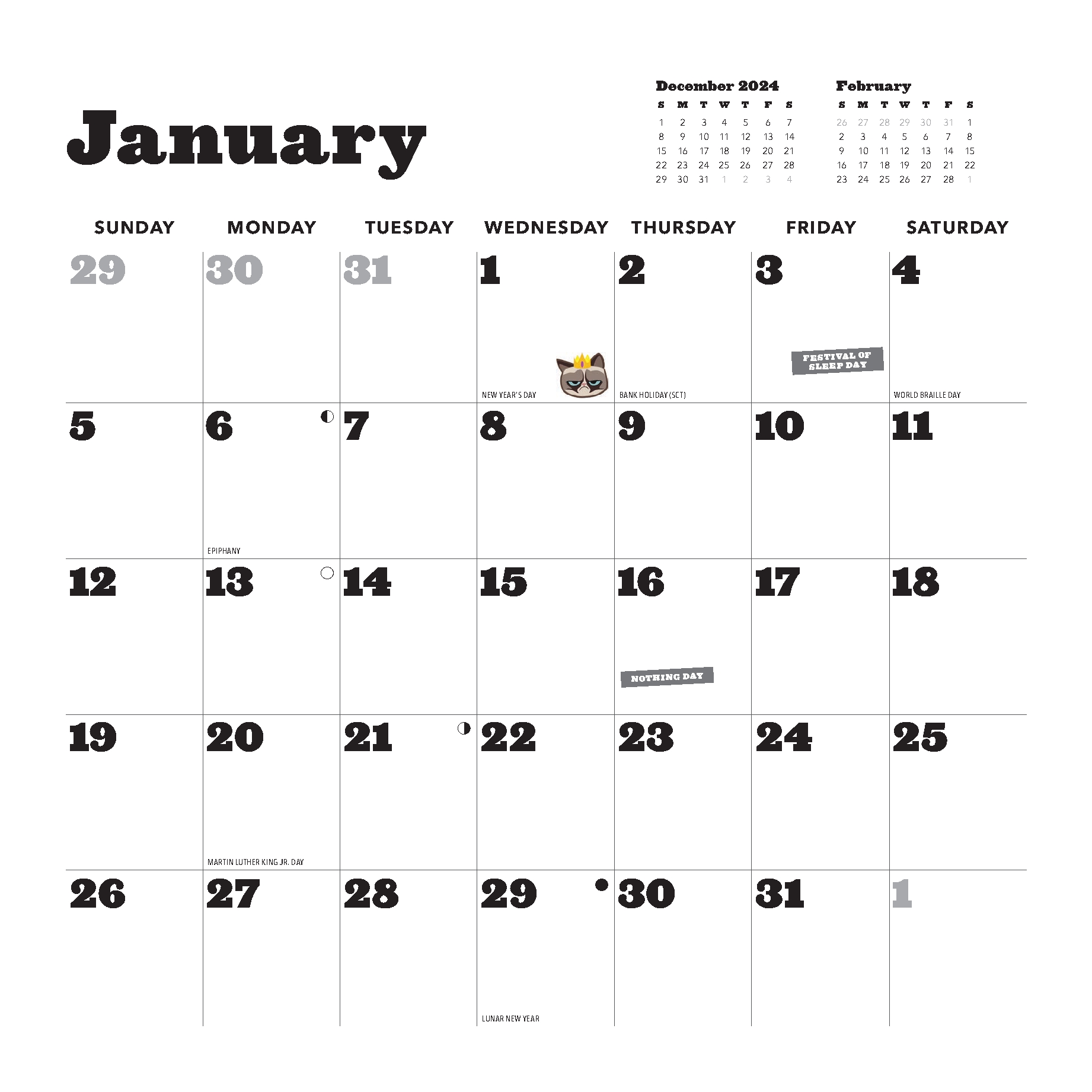 Grumpy Cat 2025 Wall Calendar