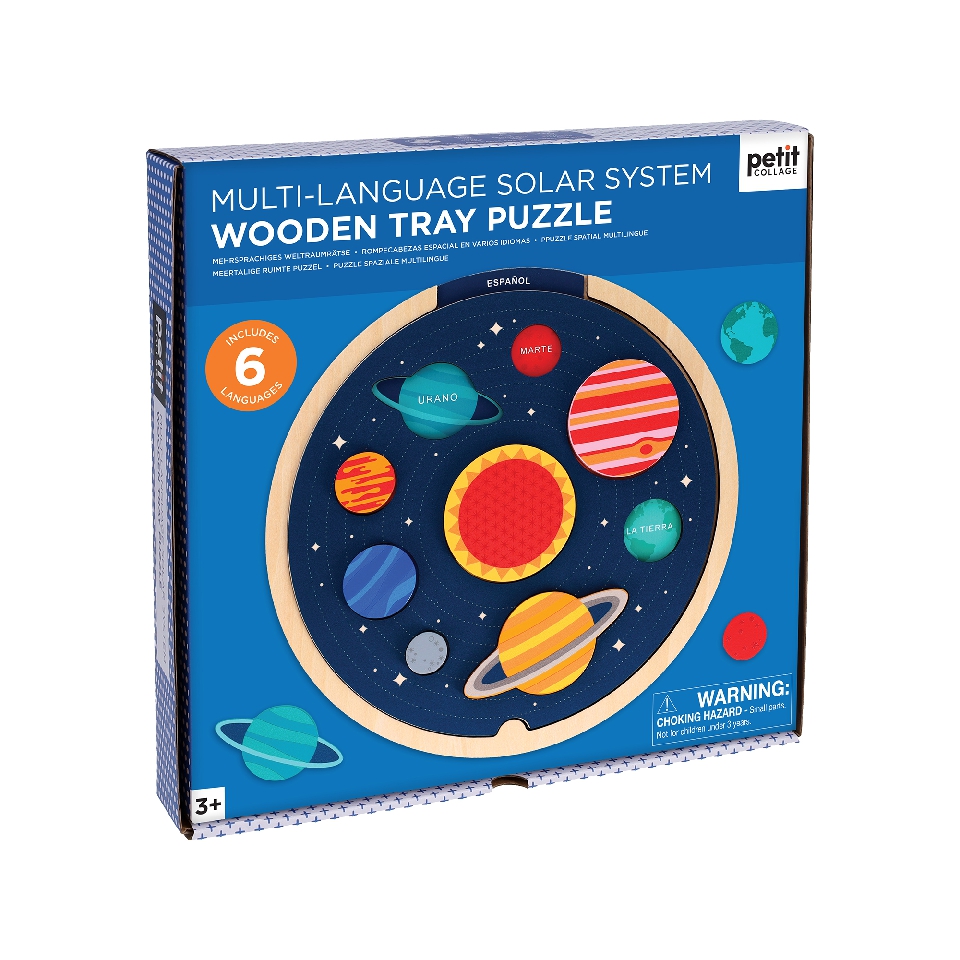 Multi-Language Solar System Wooden Tray Puzzle