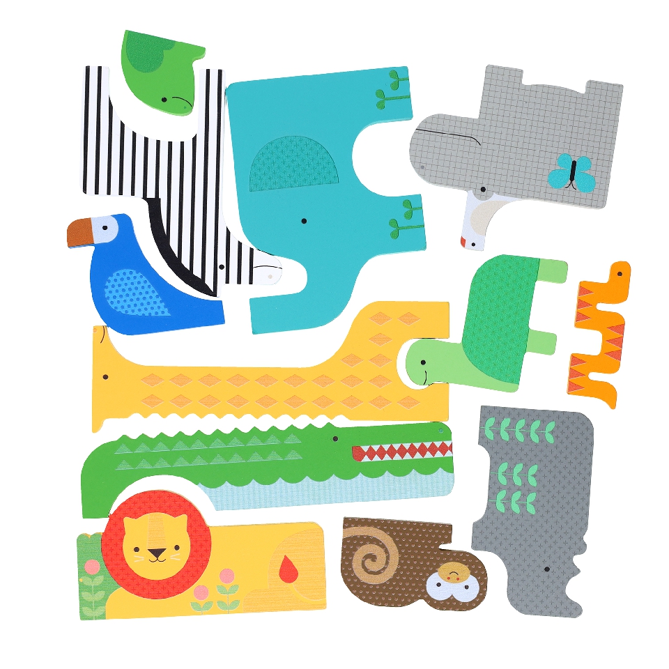 Wooden Puzzle + Play: Shaped Safari Animals