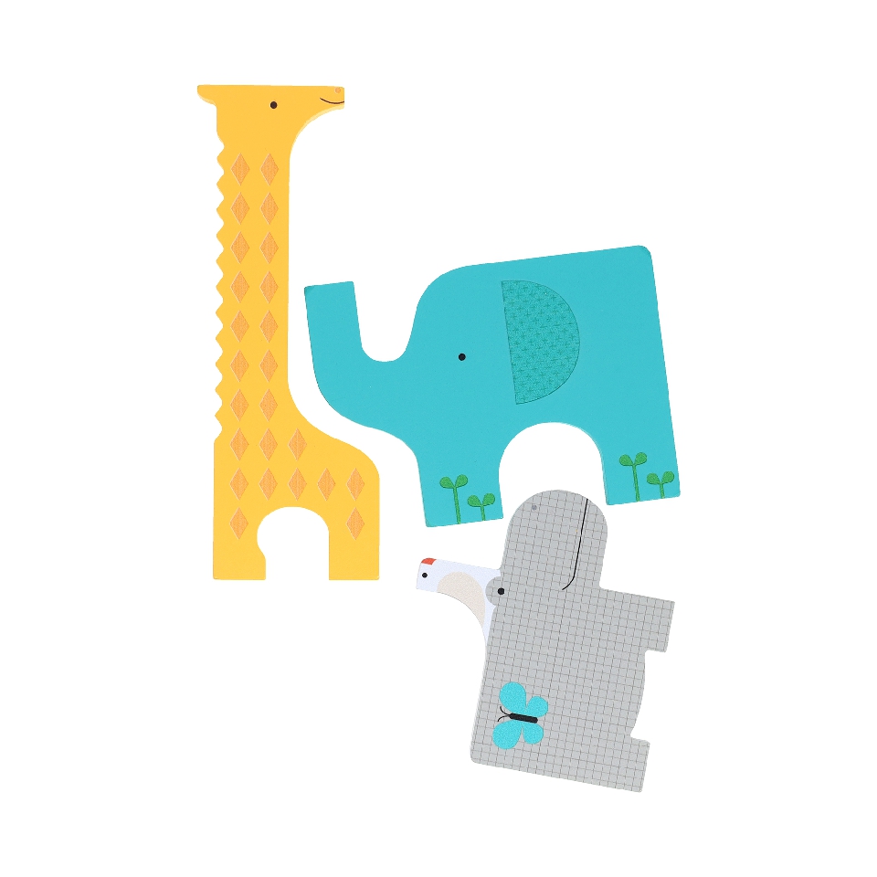 Wooden Puzzle + Play: Shaped Safari Animals