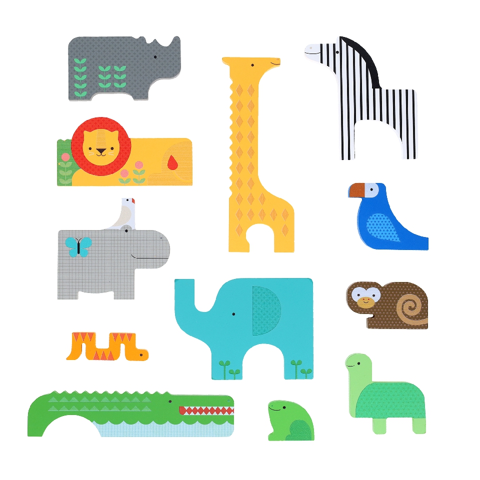 Wooden Puzzle + Play: Shaped Safari Animals