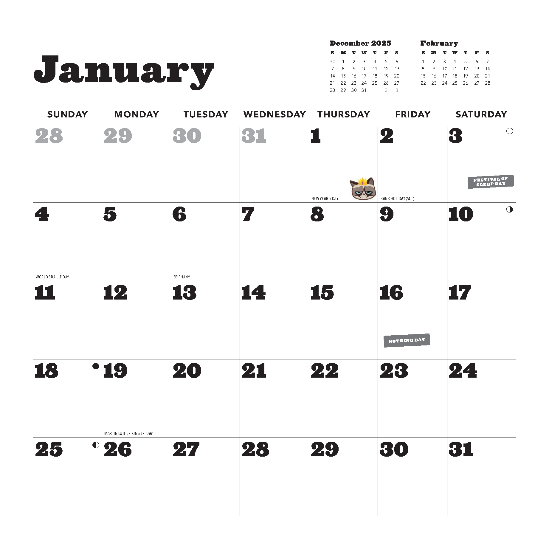 Grumpy Cat 2026 Wall Calendar