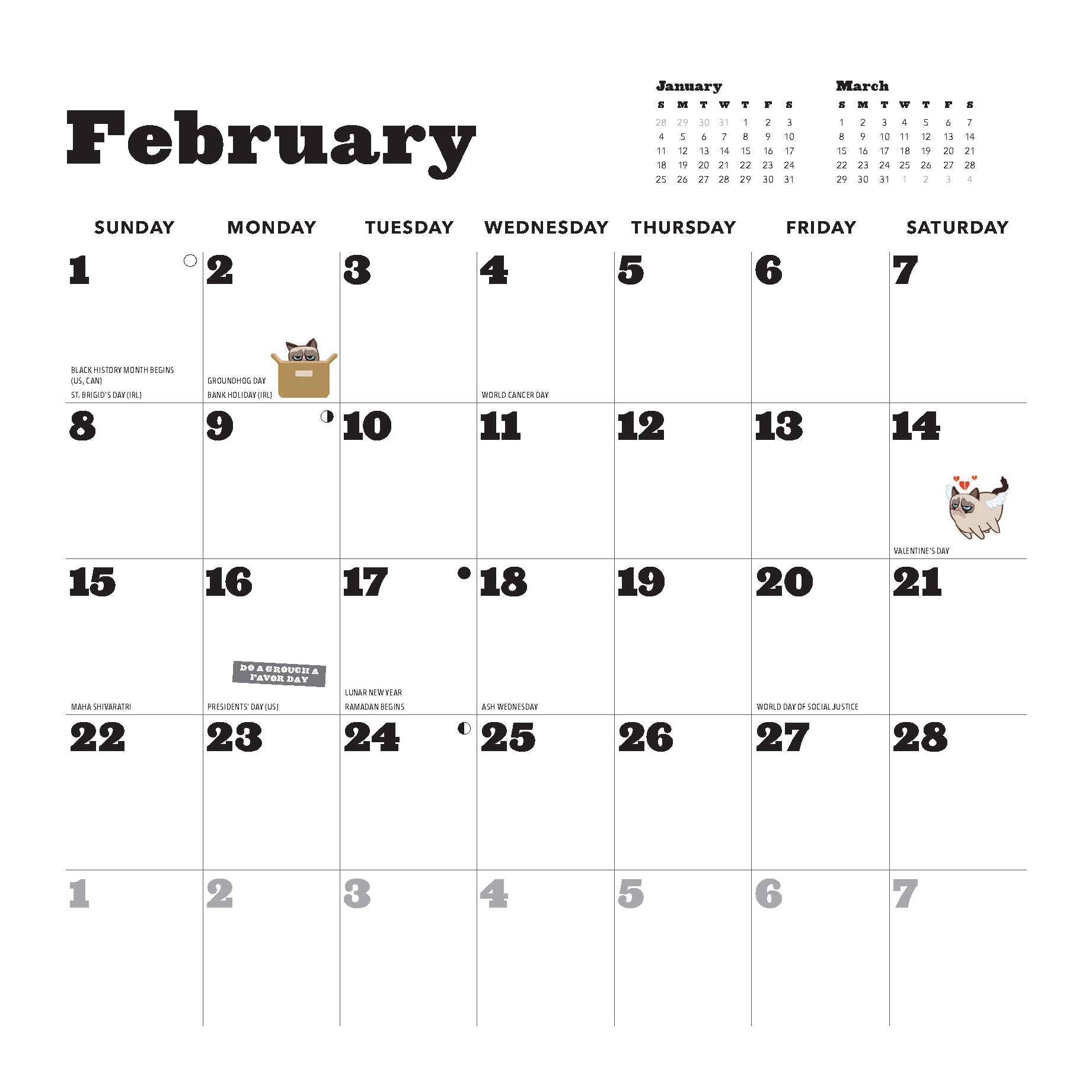 Grumpy Cat 2026 Wall Calendar