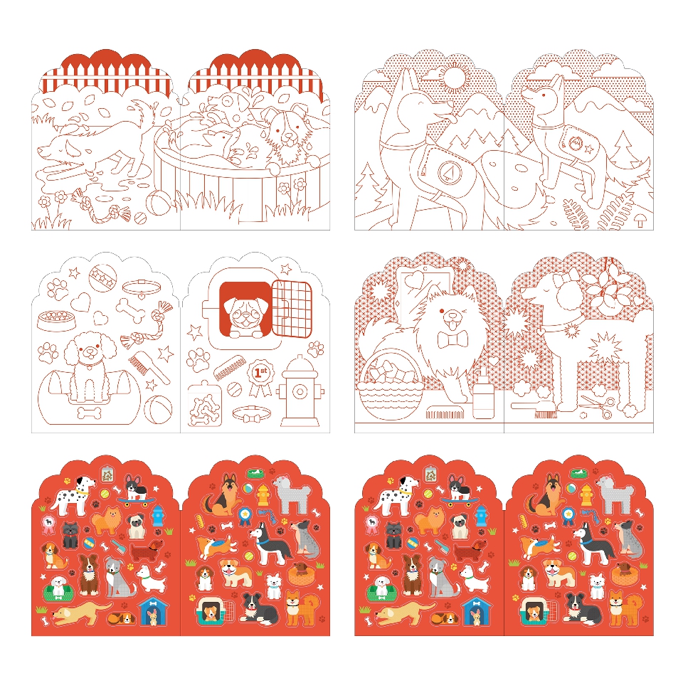 Dogs Coloring Book + Stickers