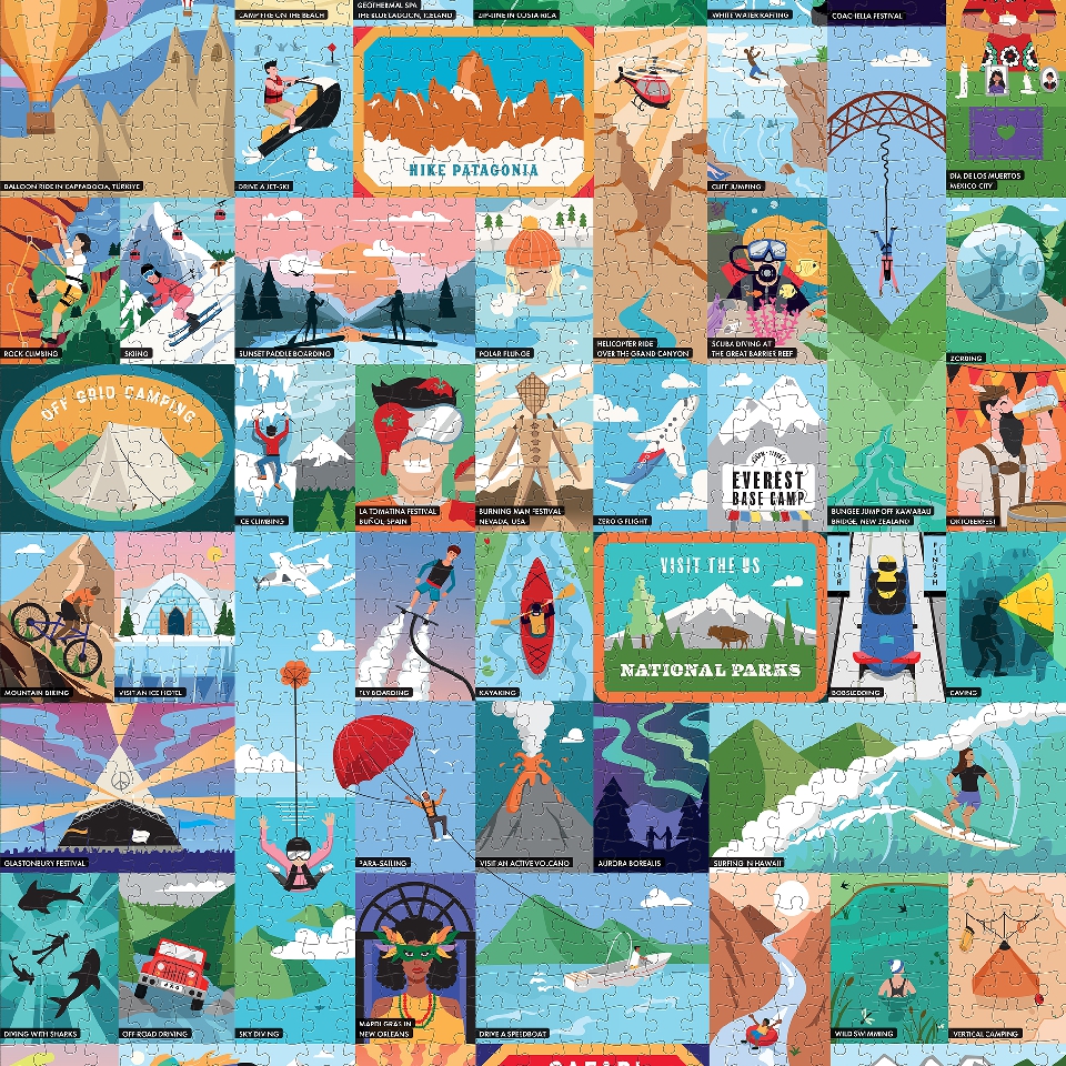 50 Thrilling Experiences for Adventure Seekers 1000-piece Bucket List Jigsaw Puzzle