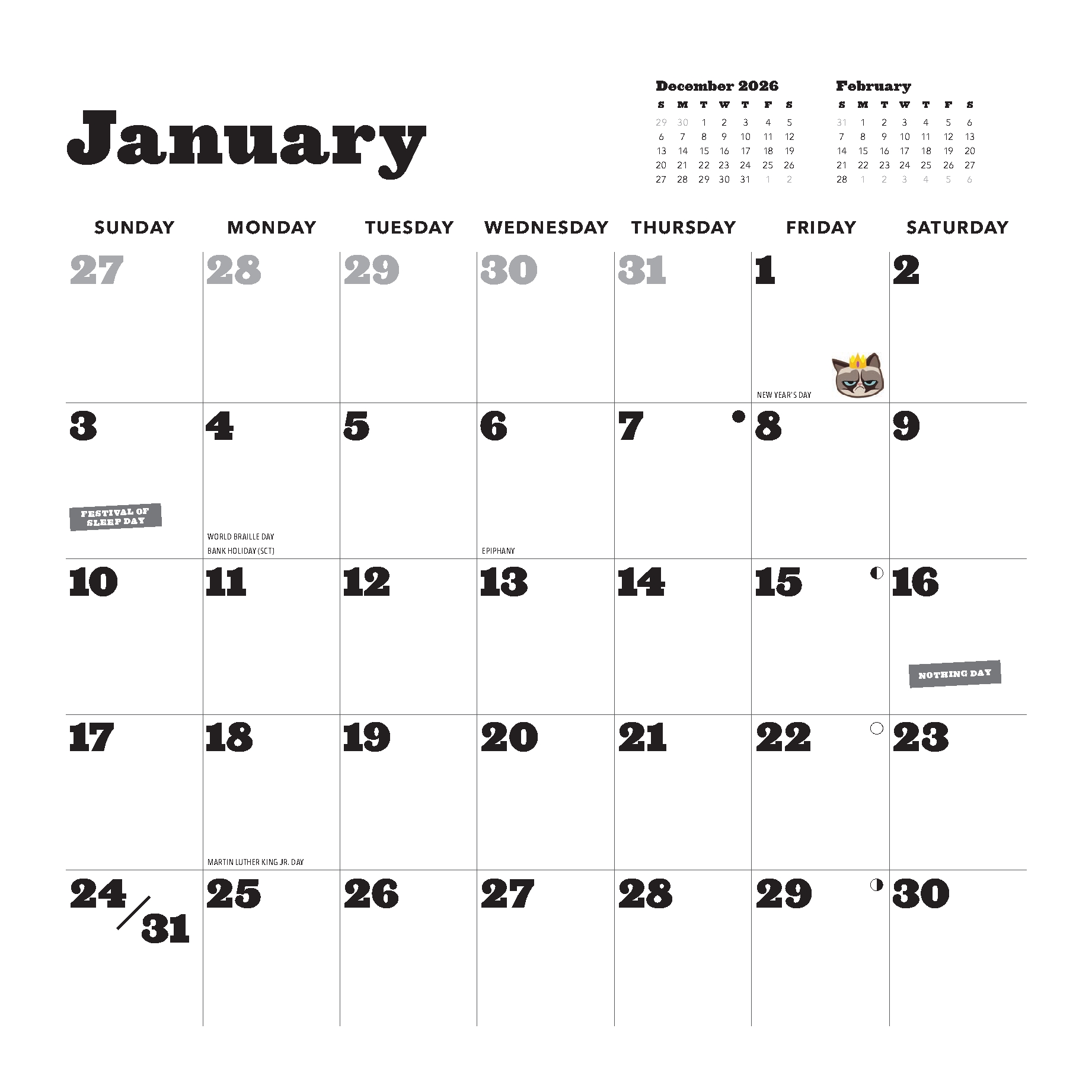 Grumpy Cat 2027 Wall Calendar