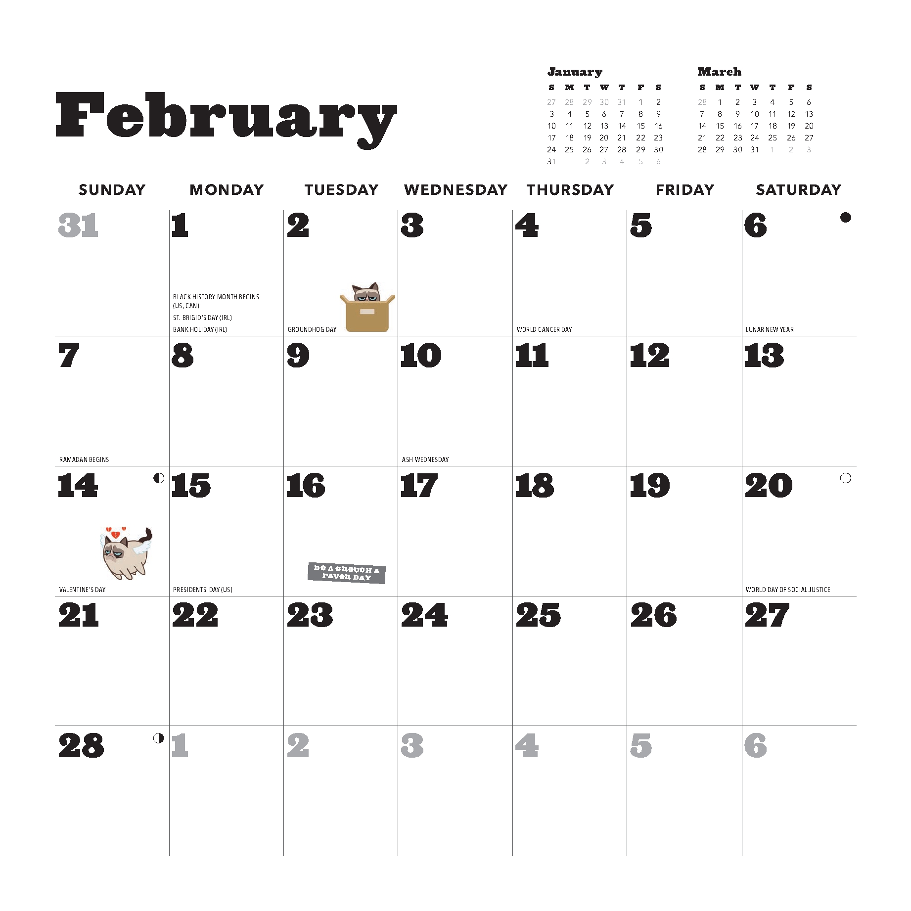 Grumpy Cat 2027 Wall Calendar