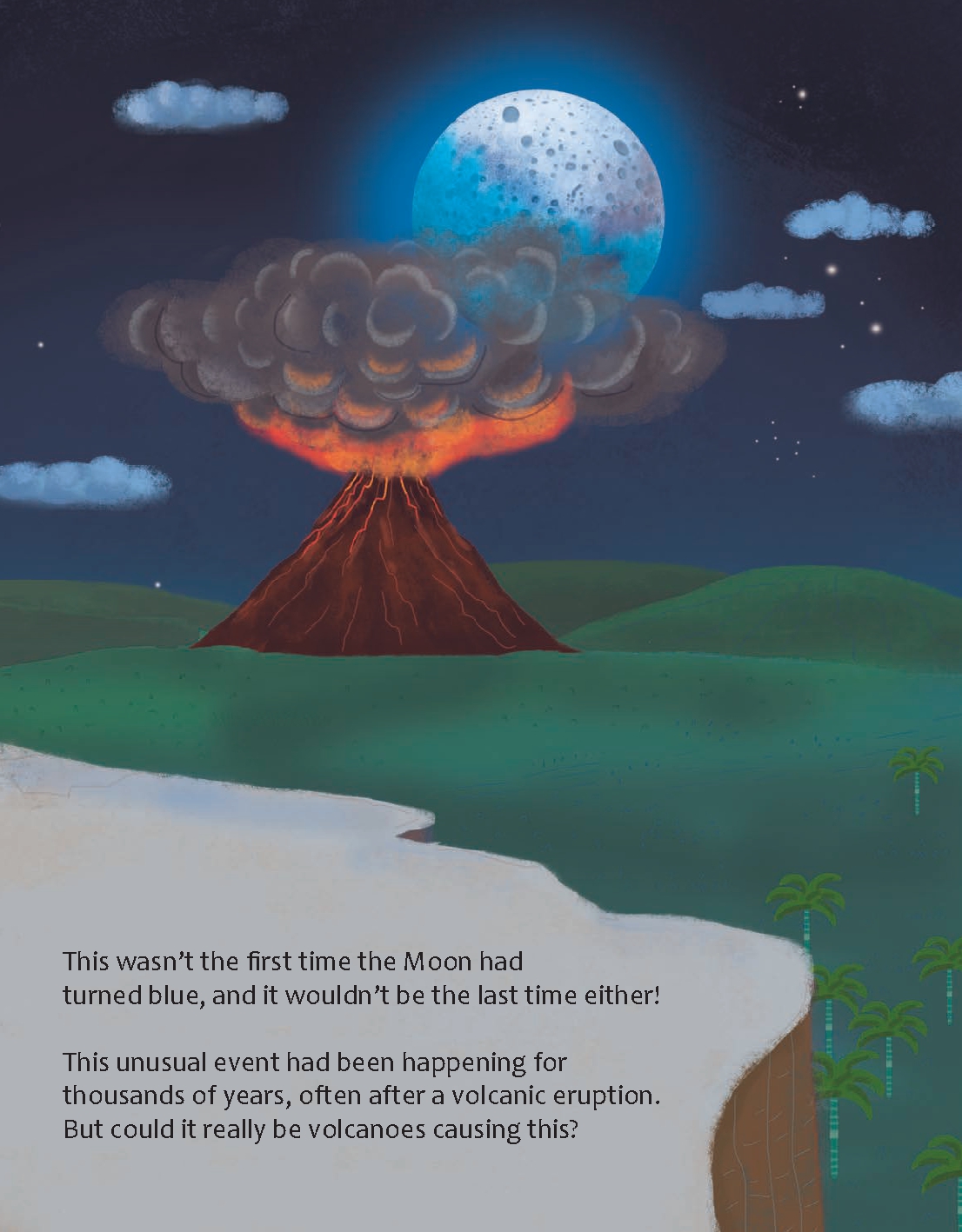 Can Volcanoes Turn the Moon Blue?