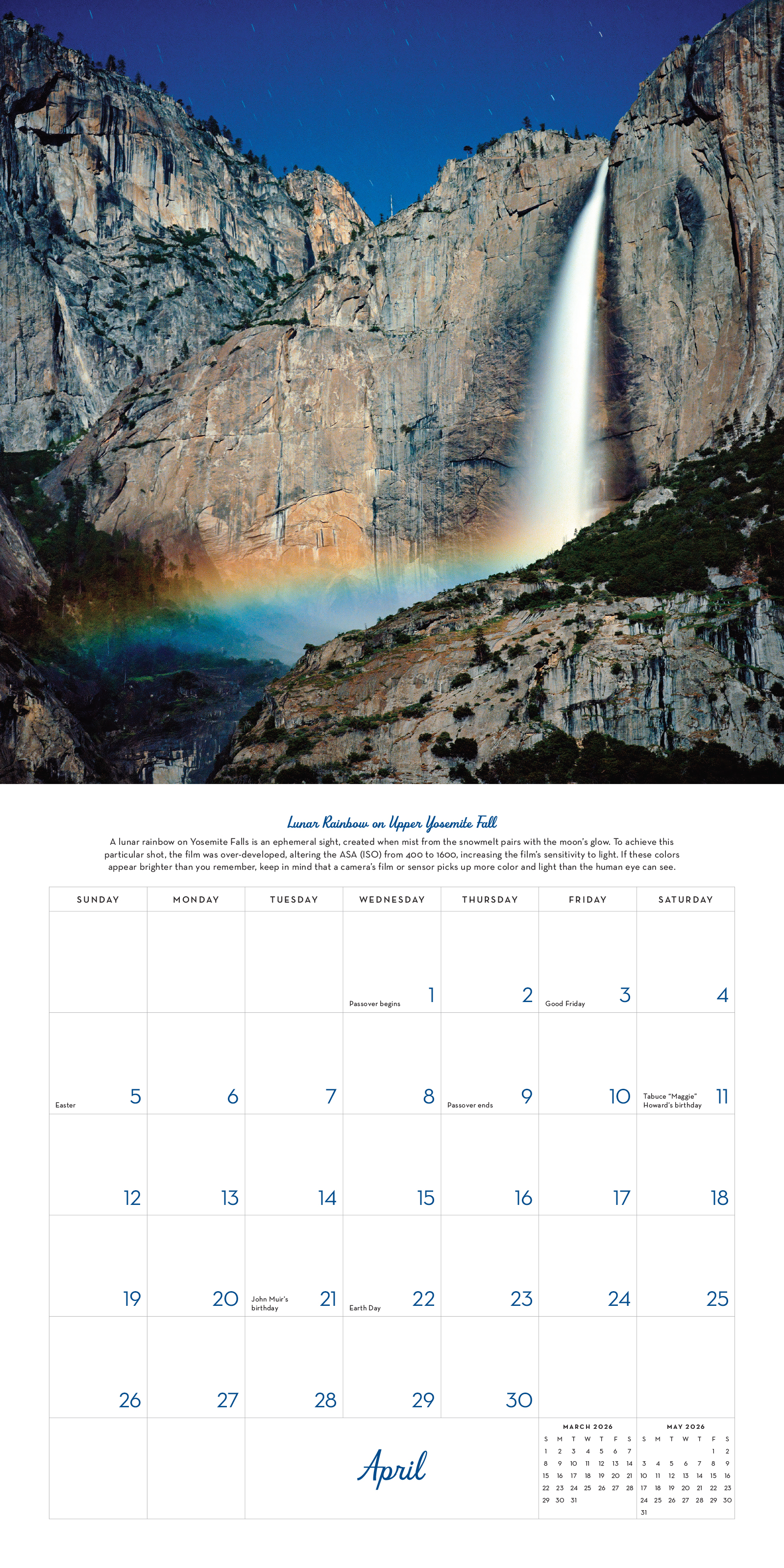 Analog Yosemite 2026 Plastic-Free Wall Calendar