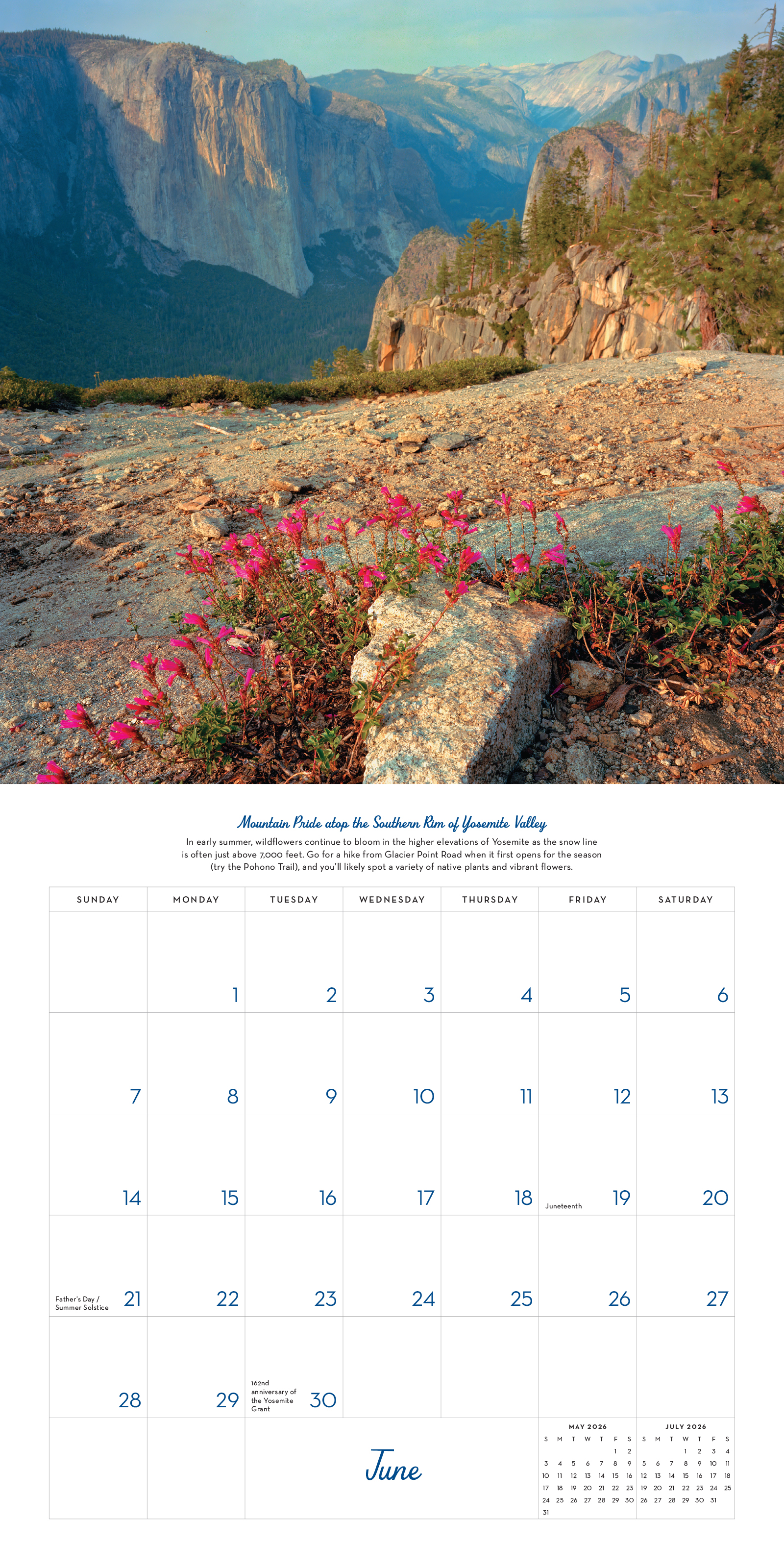 Analog Yosemite 2026 Plastic-Free Wall Calendar