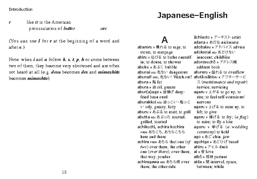 Mini Japanese Dictionary