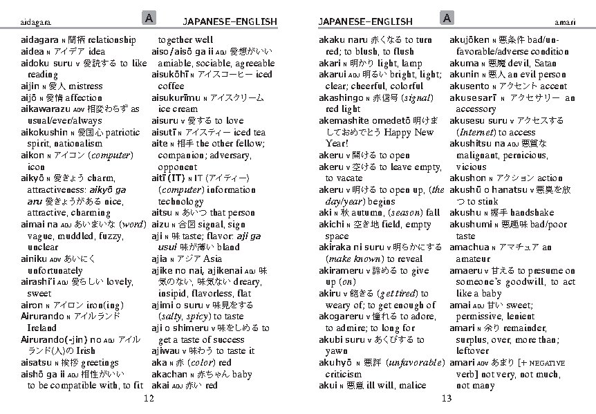 Mini Japanese Dictionary