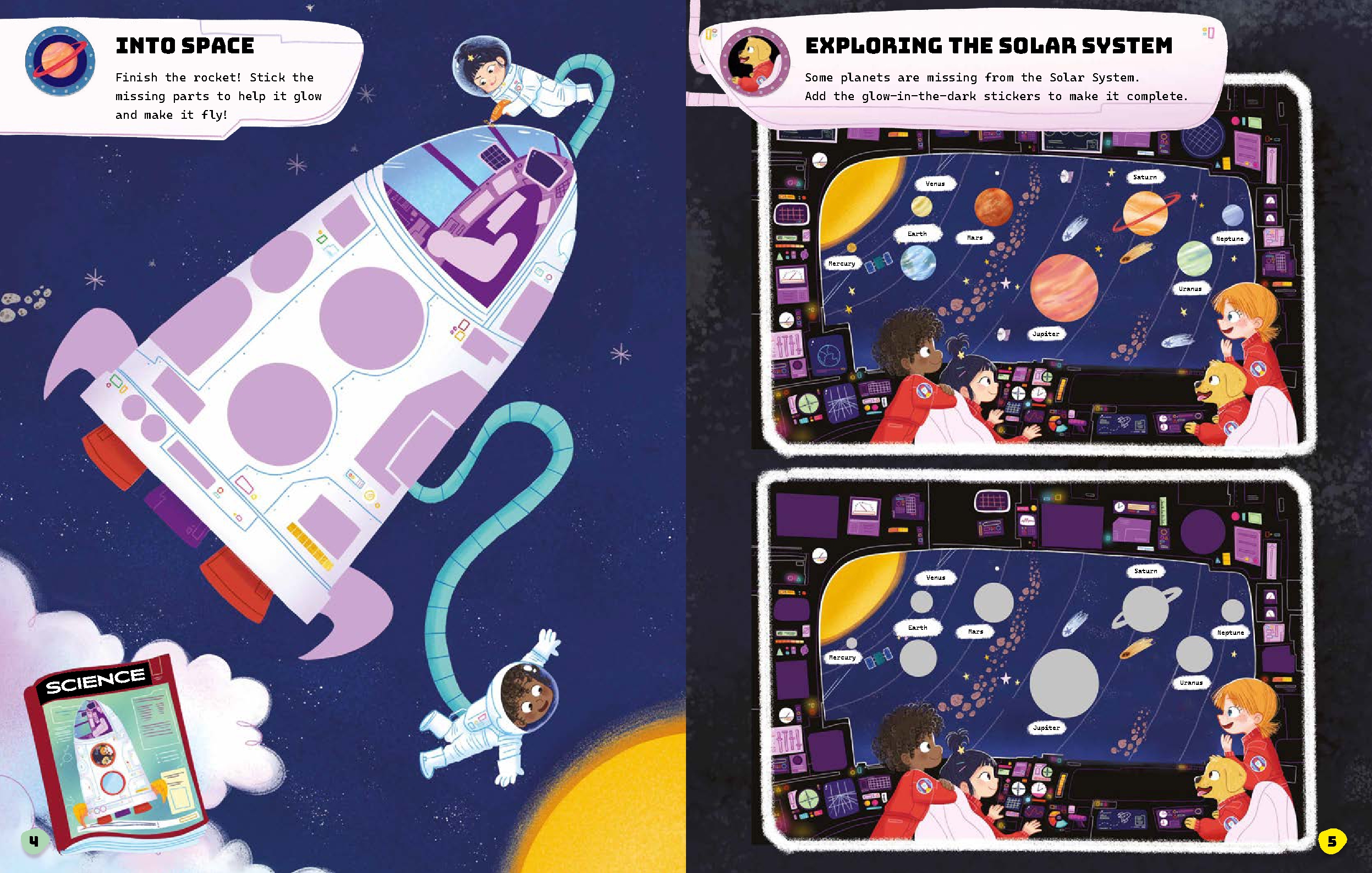 Glow-in-the-Dark Sticker Activity Book: Exploring Space