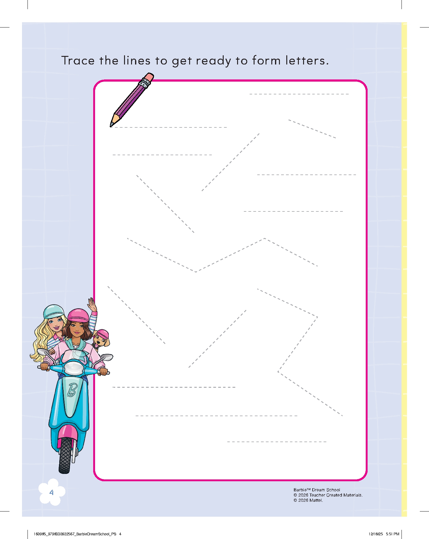 Barbie Dream School Preschool Workbook
