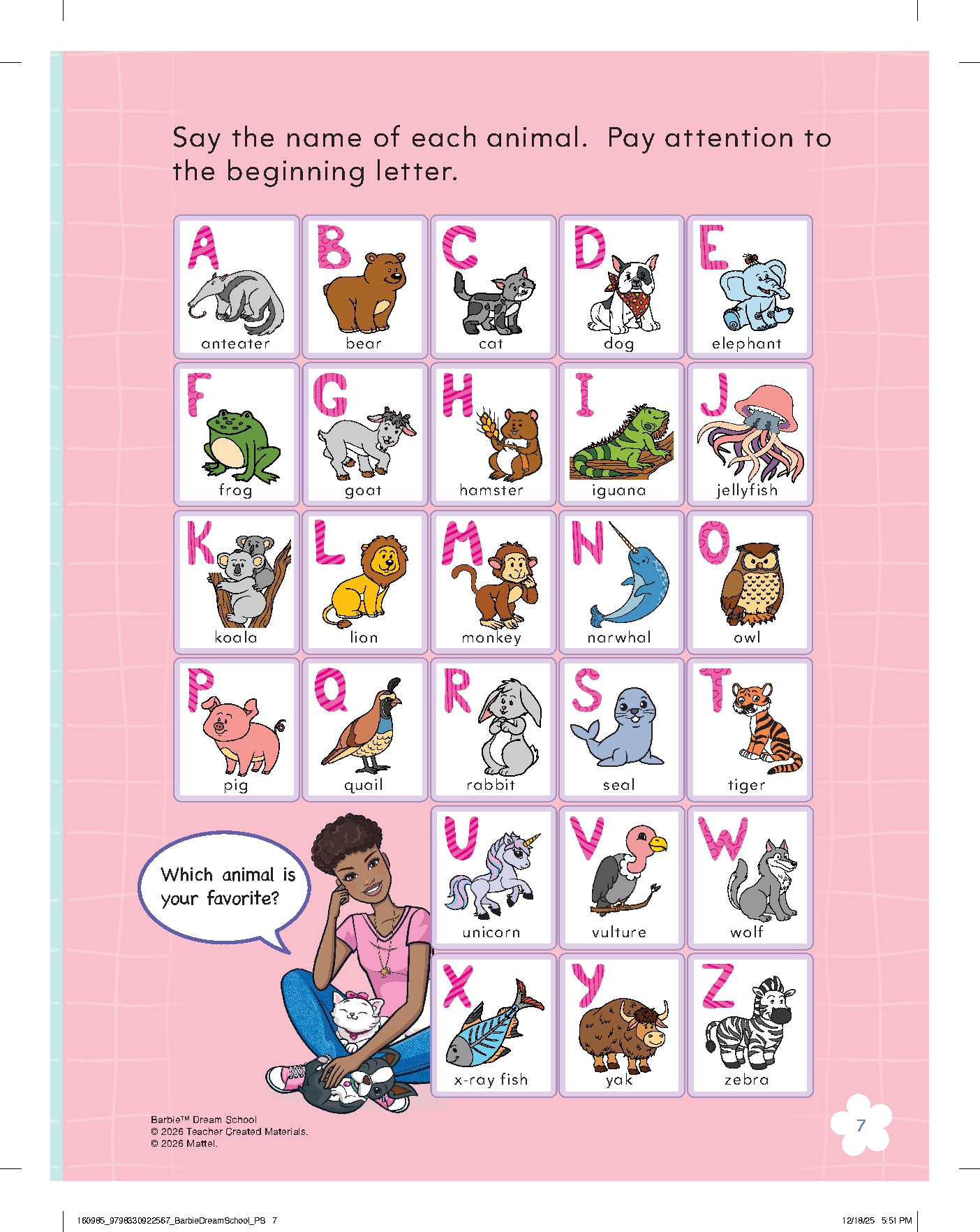 Barbie Dream School Preschool Workbook