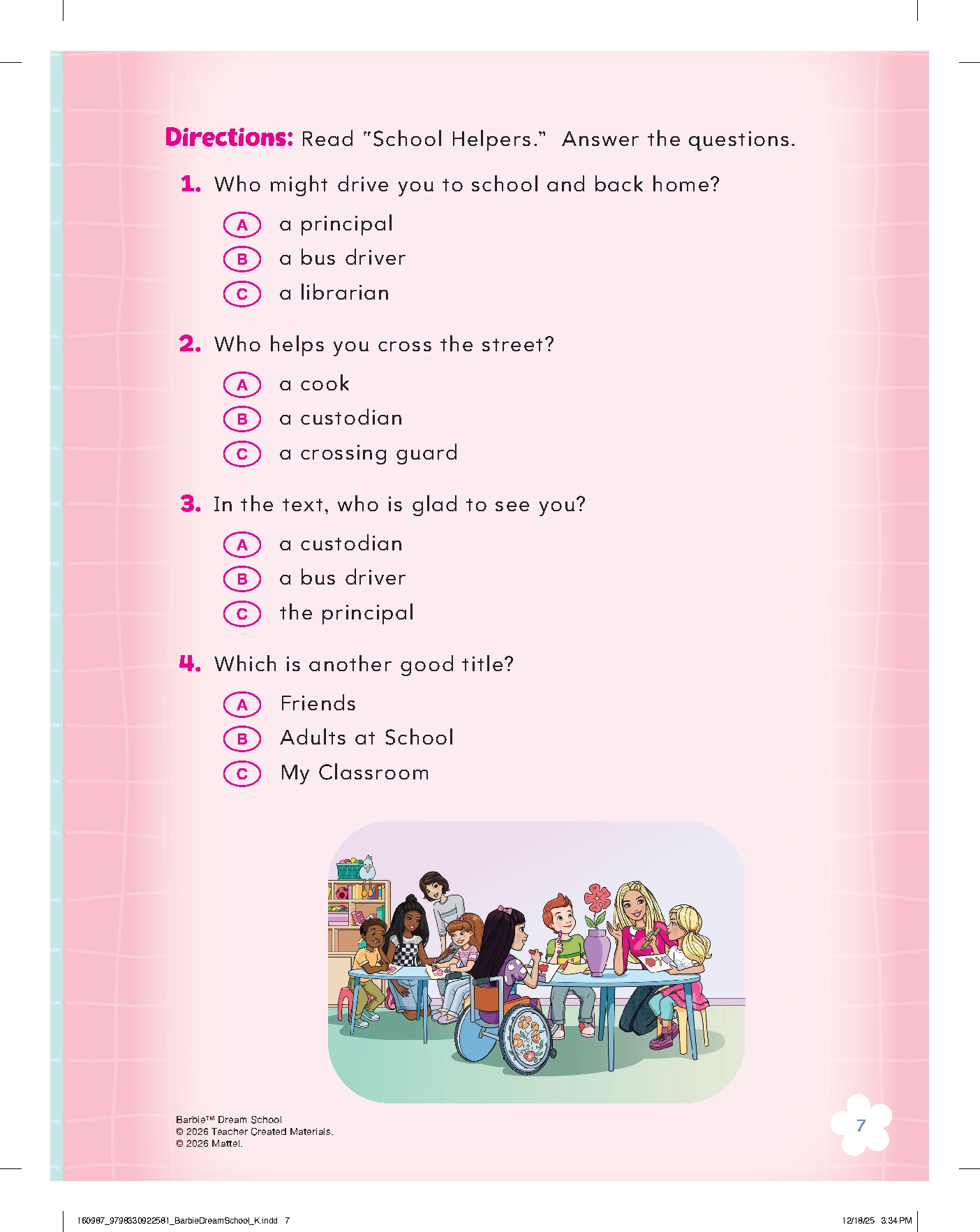 Barbie Dream School Kindergarten Workbook